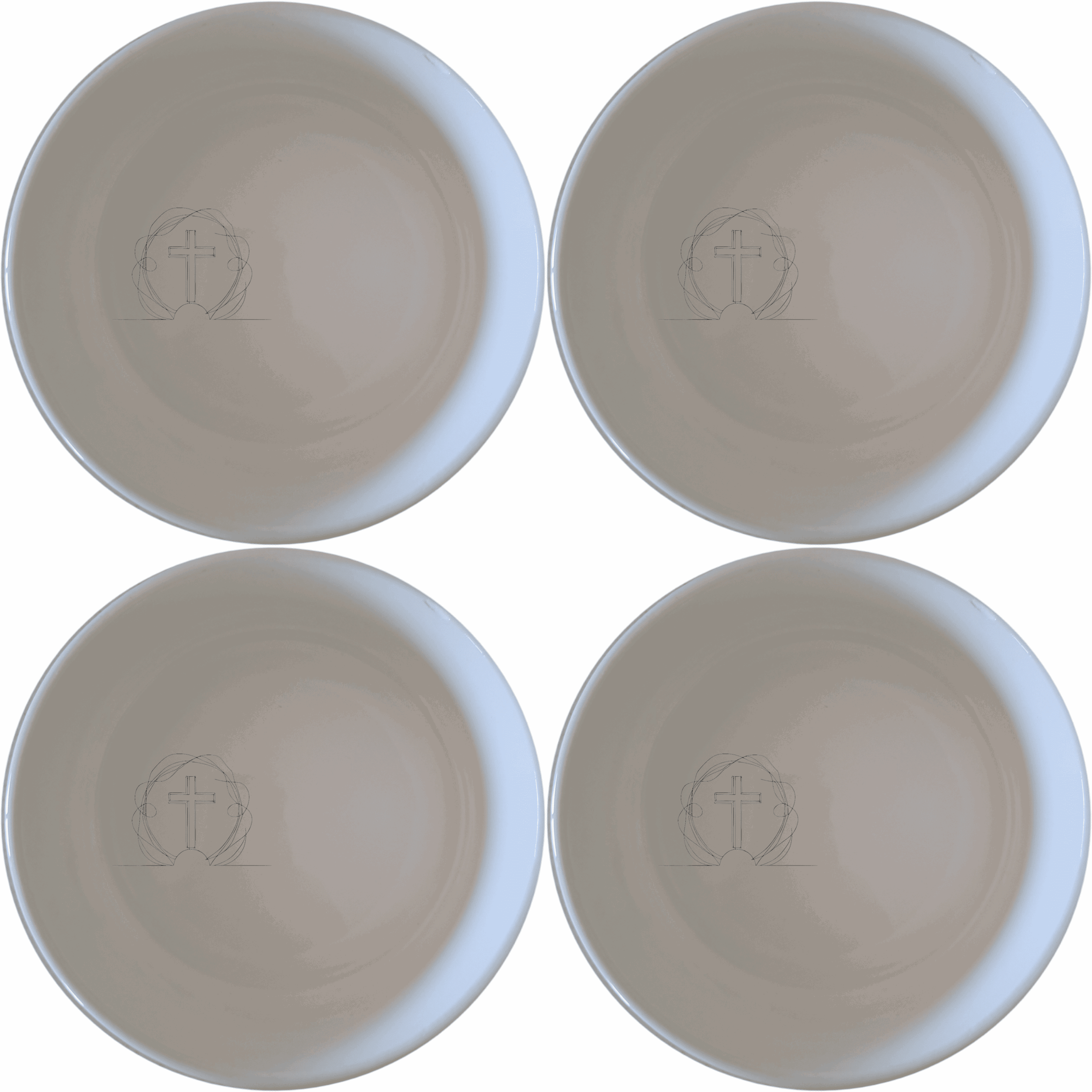 The Christian Easter Bowl Set of 4 features delicate laser-etched designs, perfect for special occasions and everyday use.