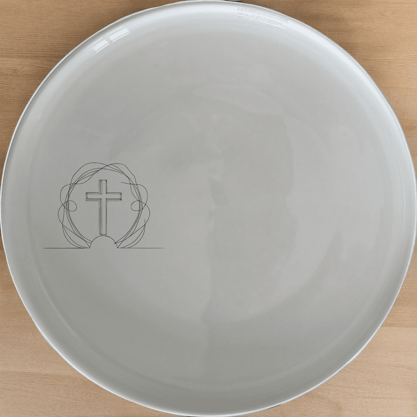 Christian Easter Side Plate Set of 4 features a delicate cross and wreath design, perfect for spring gatherings and religious celebrations.