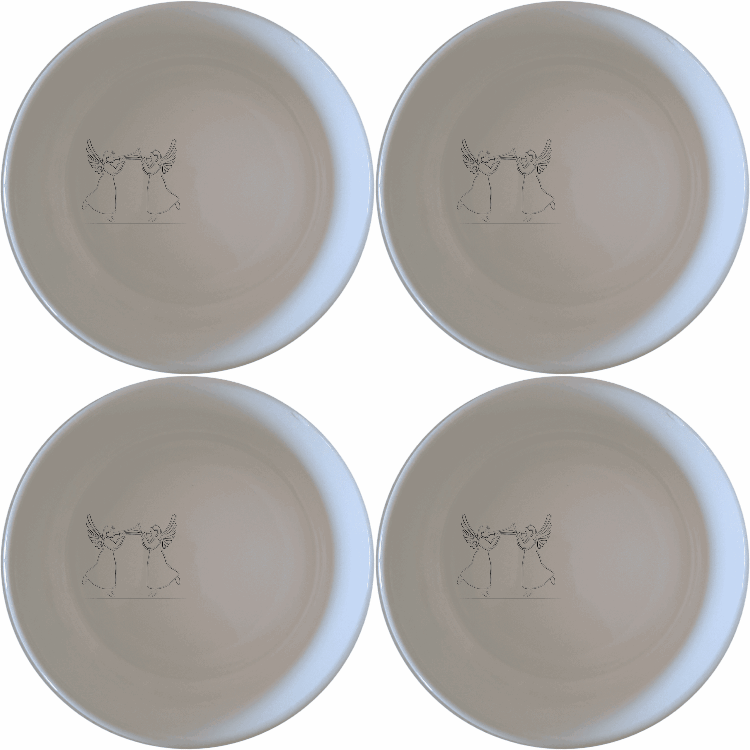 The Silhouette Angel Trumpet Bowl Set of 4 - Range 2 features delicate angel designs, perfect for adding a touch of elegance to your dining experience.