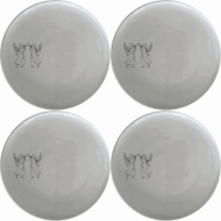 Angels Trumpet Side Plate Set of 4 - Range 1 is a beautiful and elegant set of four white ceramic side plates, each featuring a laser-etched design of two angels playing trumpets. Perfect for adding a touch of celestial charm to your dining table.