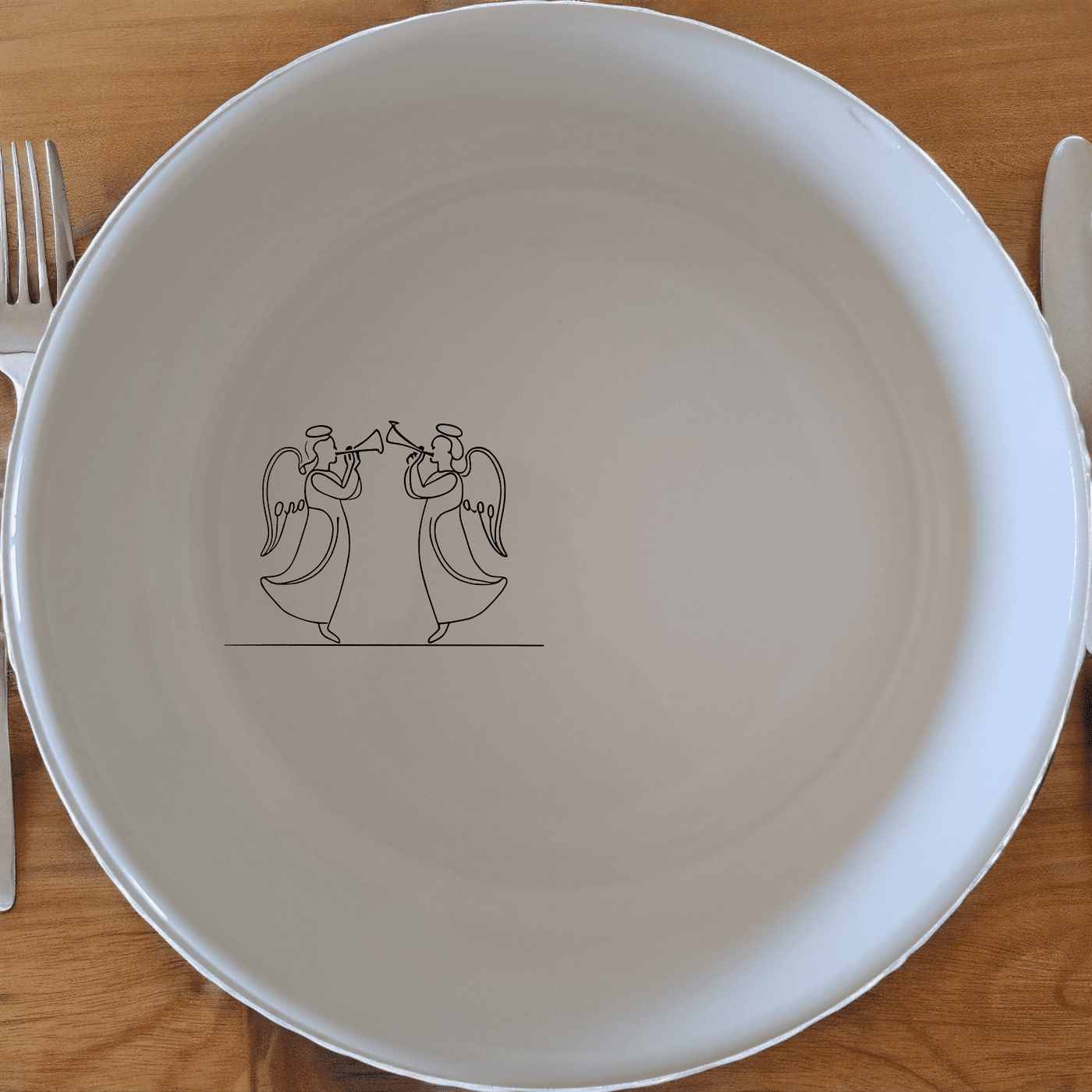 The Silhouette Angels Trumpet Bowl Set of 4 - Range 4 is a stunning collection of ceramic bowls featuring elegant angel silhouettes playing trumpets. Perfect for any dining occasion.