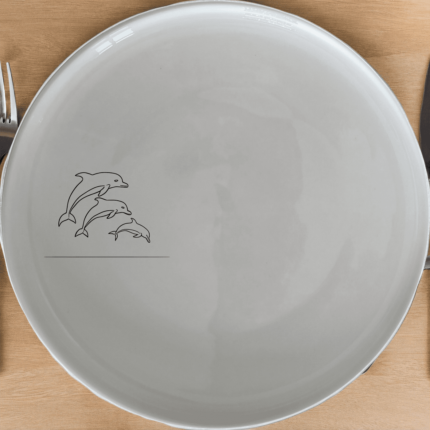 Jumping Pod Dolphins Dinner Plate Set of 4 - Range 1 is a stylish and modern dinner plate set featuring an elegant dolphin design, perfect for any dining occasion.