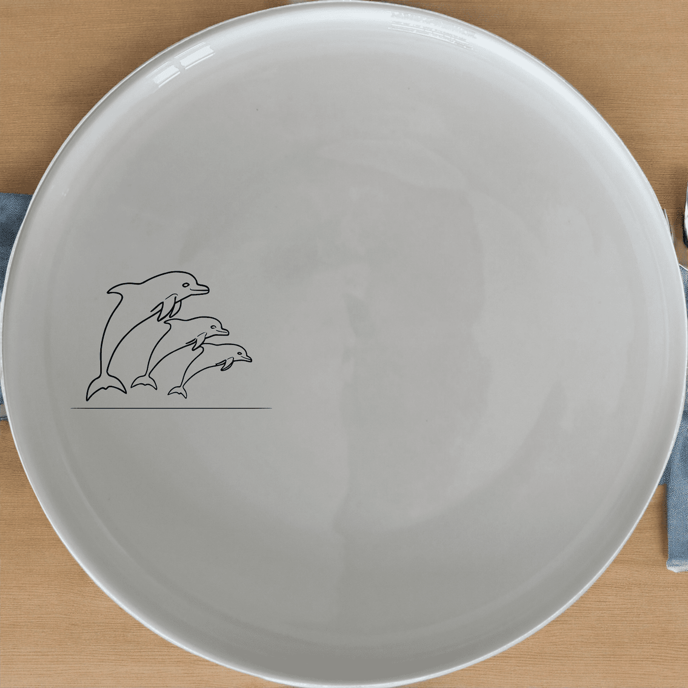 Pod Jumping Dolphins Side Plate Set of 4 - Range 2 is a captivating set of four white ceramic side plates featuring an elegant dolphin design, perfect for modern dining.