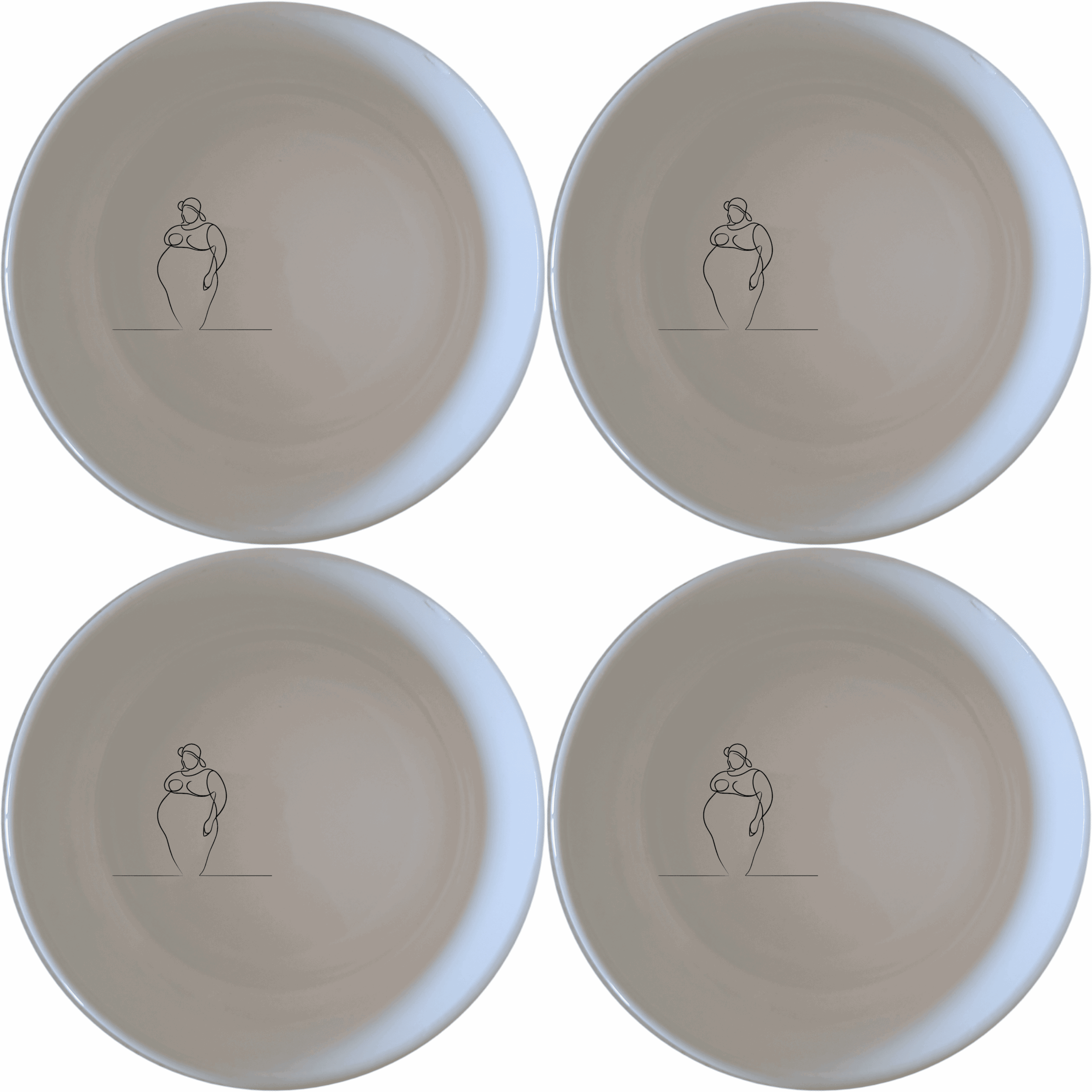 The Sillohette Fat Curvey Ladies Bowl Set of 4 - Range 1 offers a unique and stylish addition to your dining collection. Crafted from premium ceramic, these bowls feature an elegant abstract design that adds a touch of sophistication to any meal.