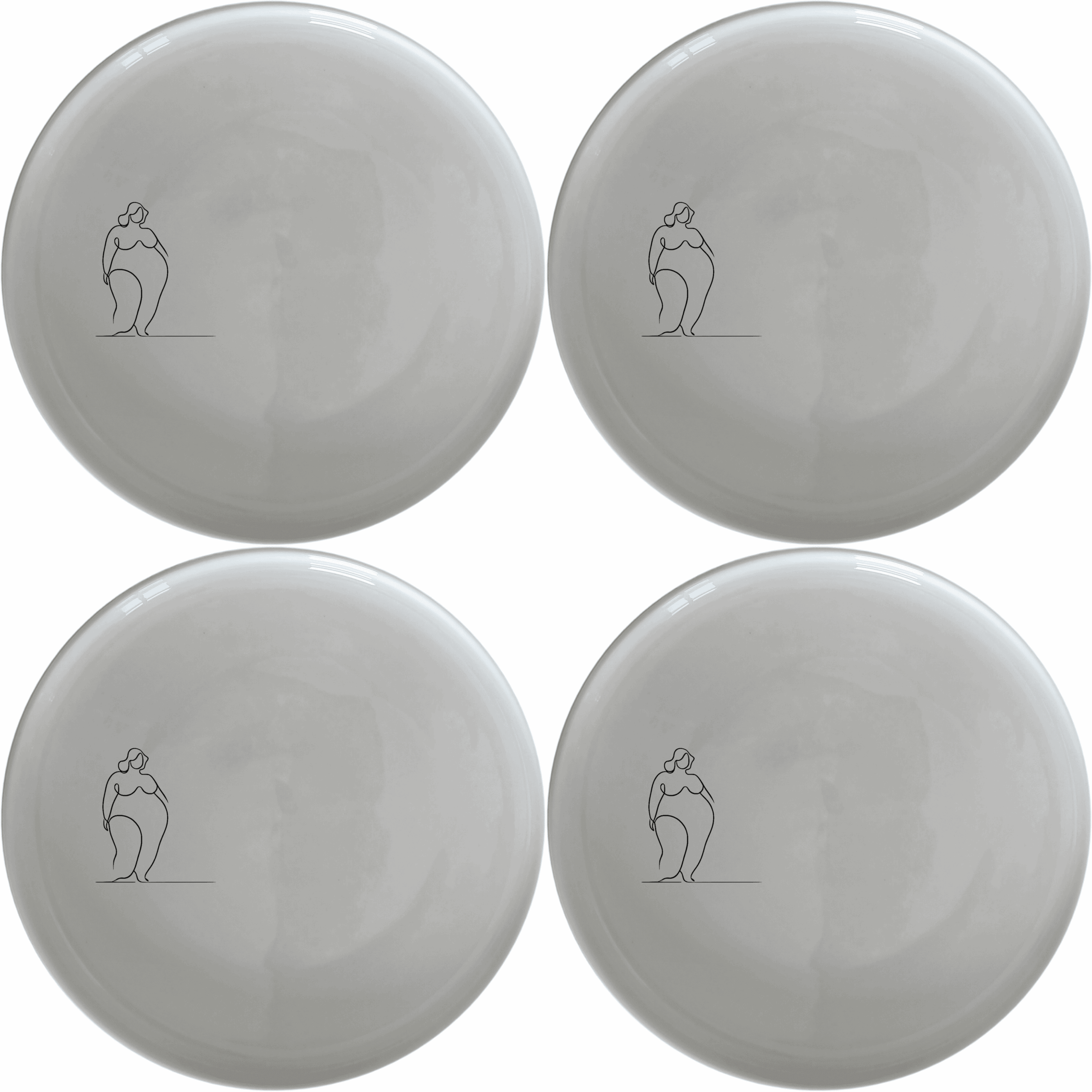Fat Curvey Ladies Dinner Plate Set of 4 - Range 2 is a stylish and modern dinner plate set featuring an abstract silhouette design. Perfect for any dining occasion.