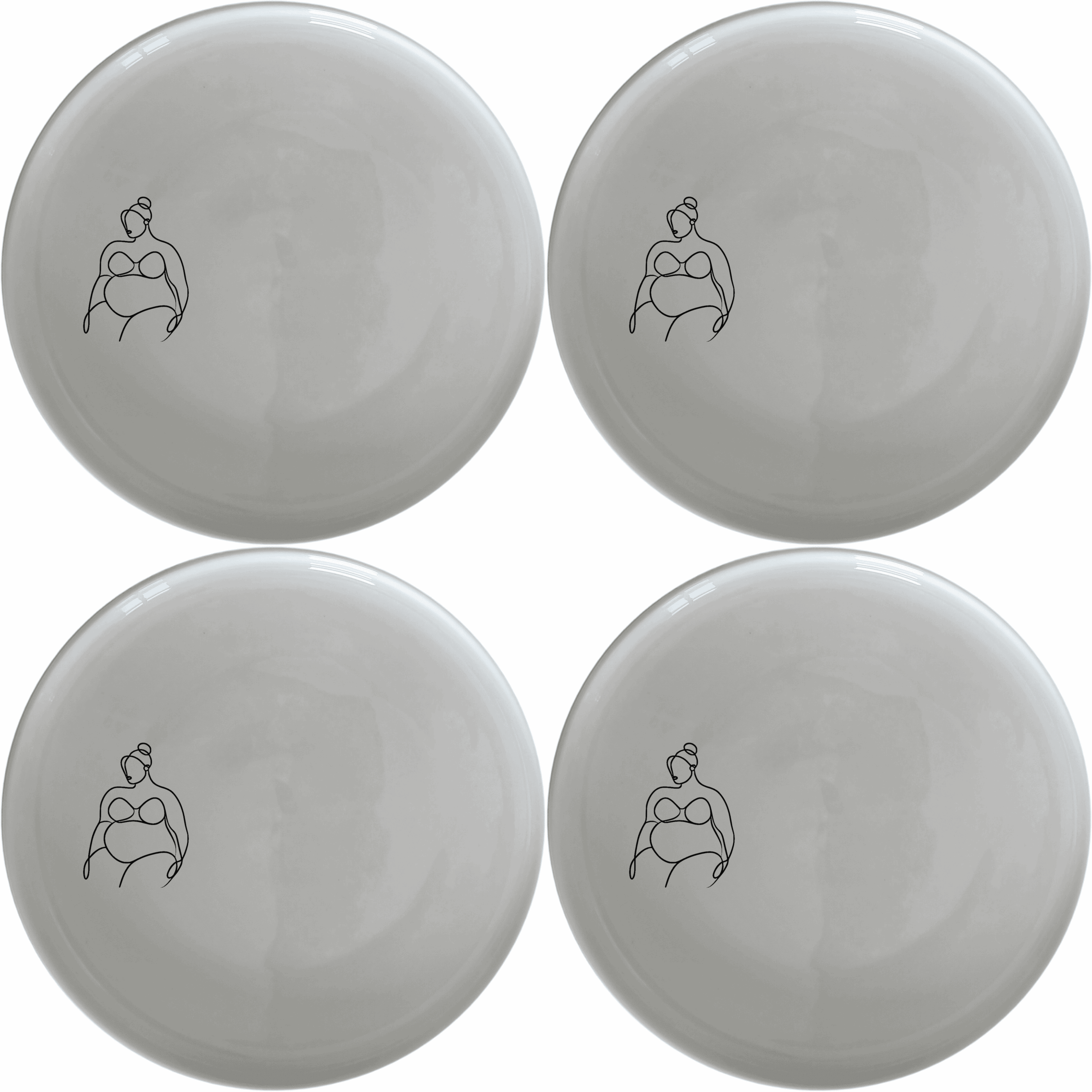 Fat Curvey Ladies Side Plate Set of 4 - Range 4 is a stylish and modern addition to any dining set, perfect for everyday use or special occasions.