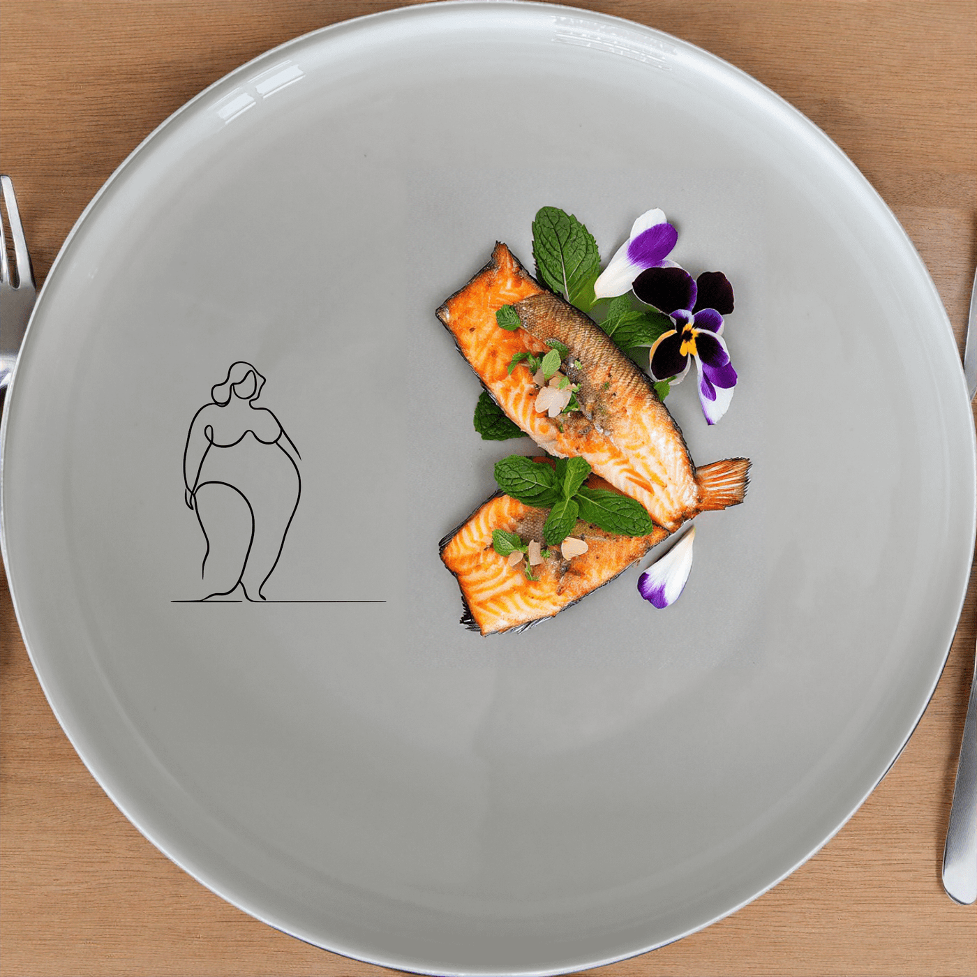 Fat Curvey Ladies Dinner Plate Set of 4 - Range 2 is a stylish and modern dinner plate set featuring an abstract silhouette design. Perfect for any dining occasion.
