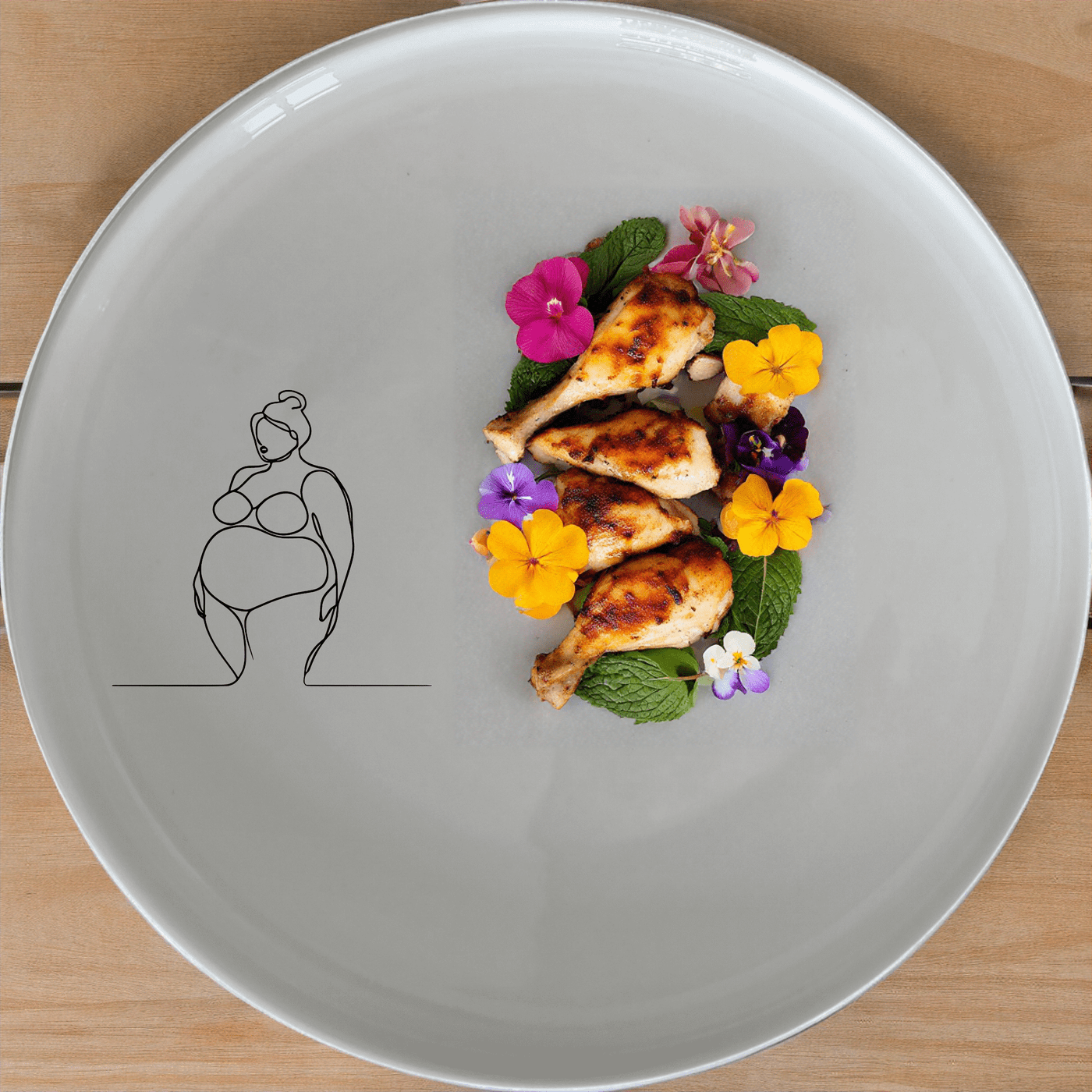 Sillohette Fat Curvey Ladies Dinner Plate Set of 4 - Range 3 is a stylish and modern dinner plate set featuring a unique silhouette design.