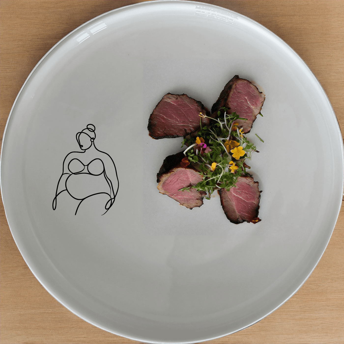 Fat Curvey Ladies Dinner Plate Set of 4 - Range 4 is a stylish and modern dinner plate set featuring an abstract silhouette design, perfect for contemporary dining.