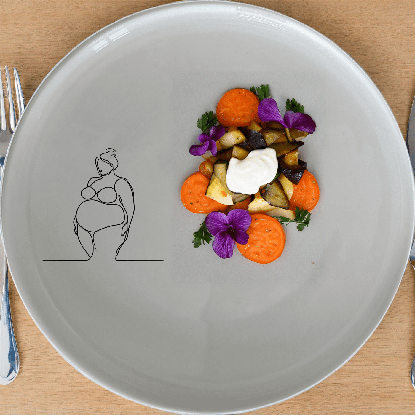 Fat Curvey Ladies Side Plate Set of 4 - Range 3 is a stylish and modern addition to your dining collection, perfect for everyday use or special occasions.