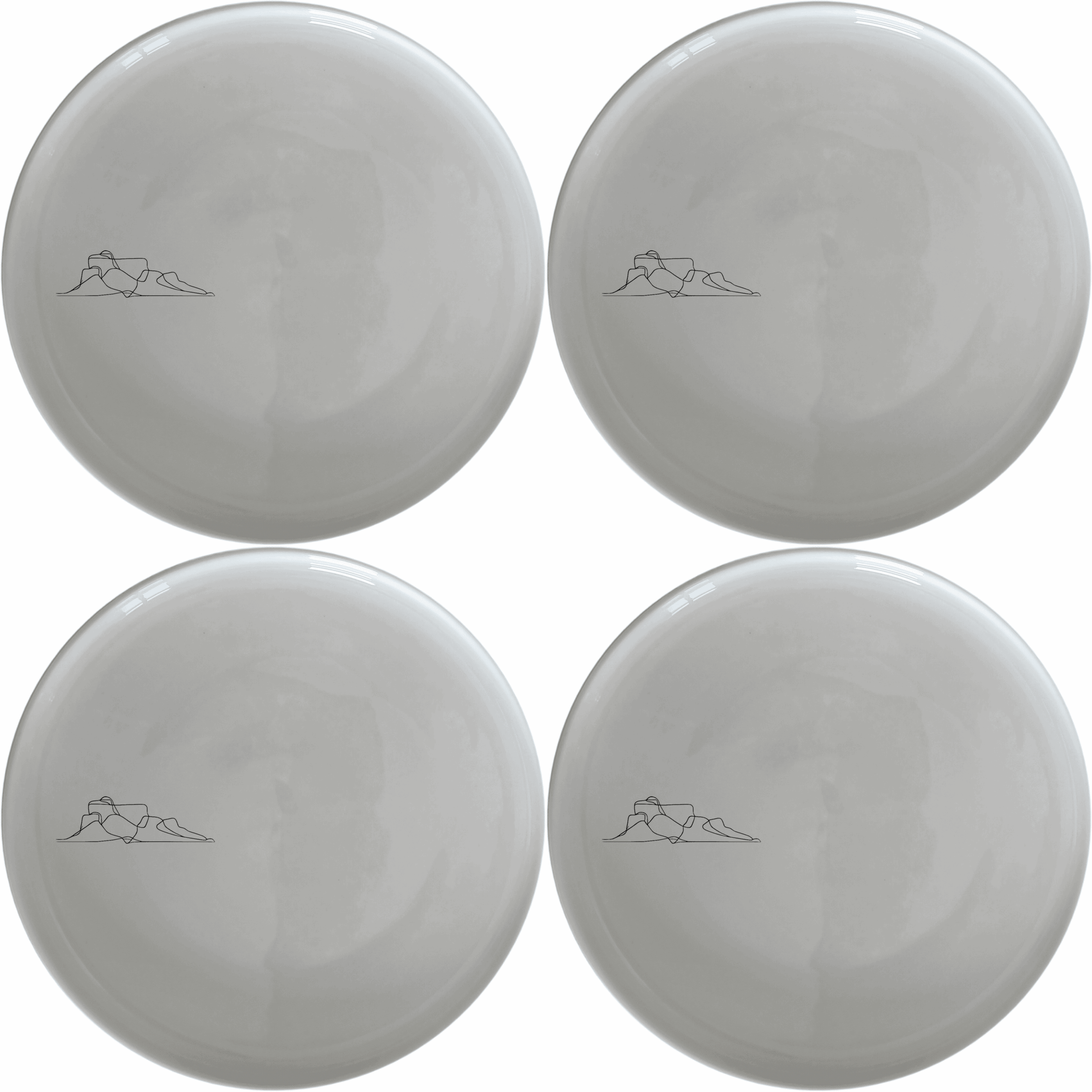 The Silohette Table Mountain Side Plate Set of 4 features a minimalist design with a striking silhouette of Table Mountain, perfect for modern dining settings.