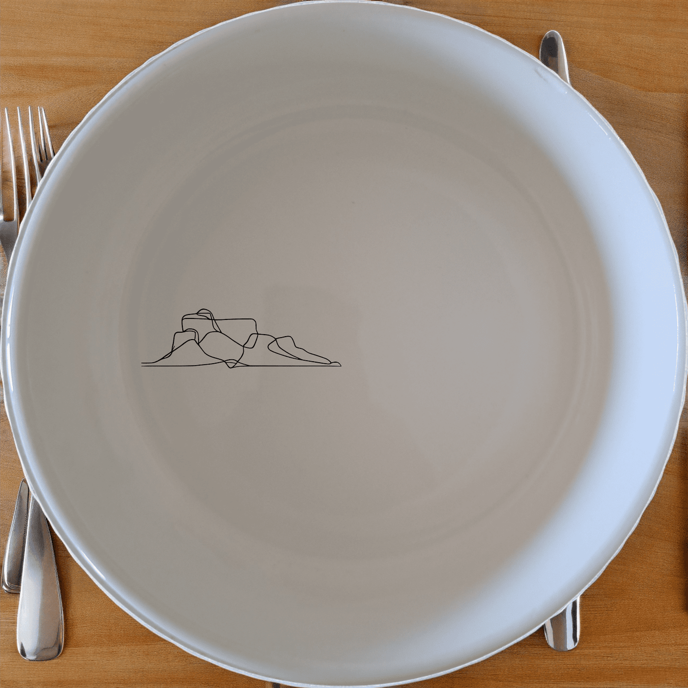 The Table Mountain Bowl Set of 4 features a minimalist design with a subtle outline of Table Mountain, perfect for modern and nature-inspired kitchens.