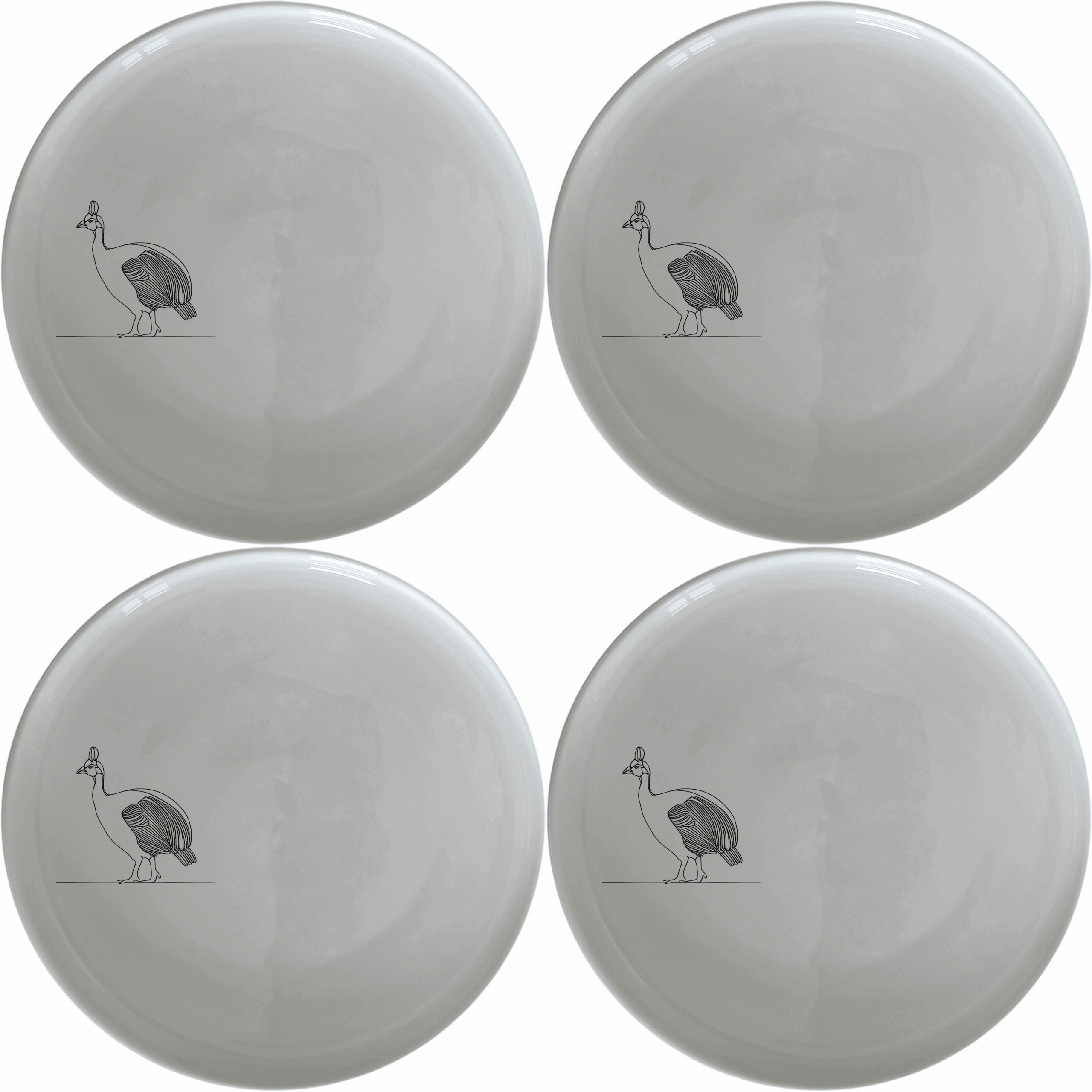 South African Helmeted Guineafowl Dinner Plate Set of 4 is a stylish and unique dinner plate set featuring an elegant guineafowl design.