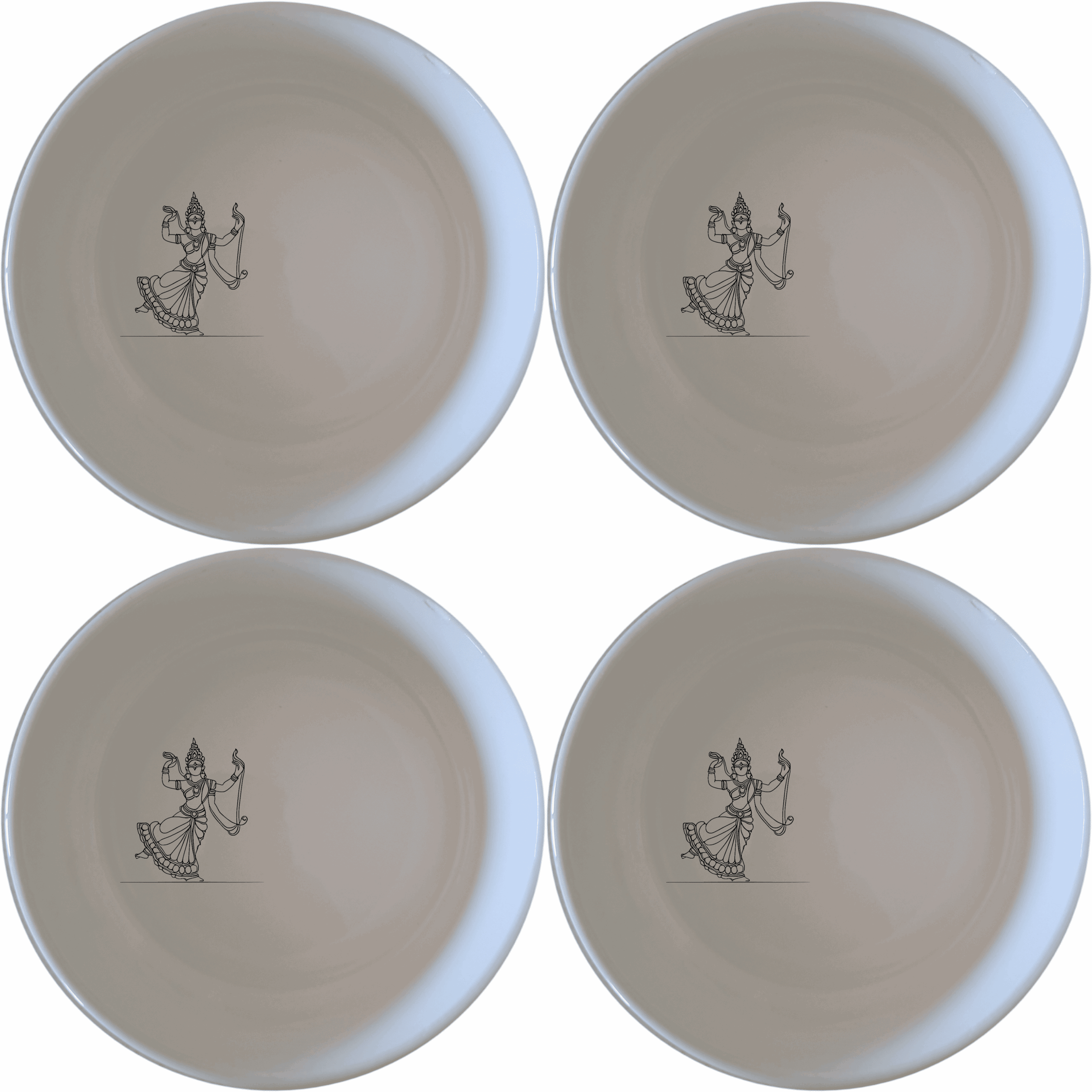 South Indian Cultural Imagery Bowl Set of 4 brings traditional artistry to your table with intricate dance motifs.