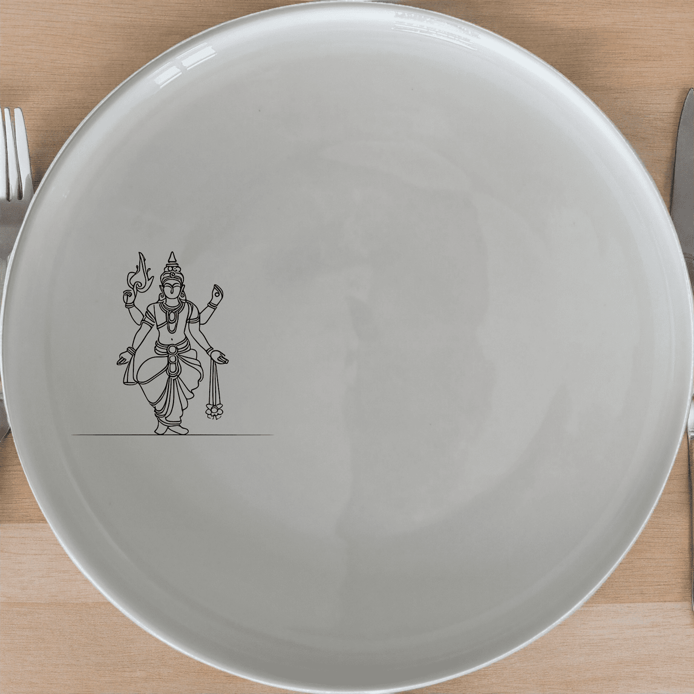 South Indian Cultural Imagery Dinner Plate Set of 4 features traditional artwork for a unique dining experience.