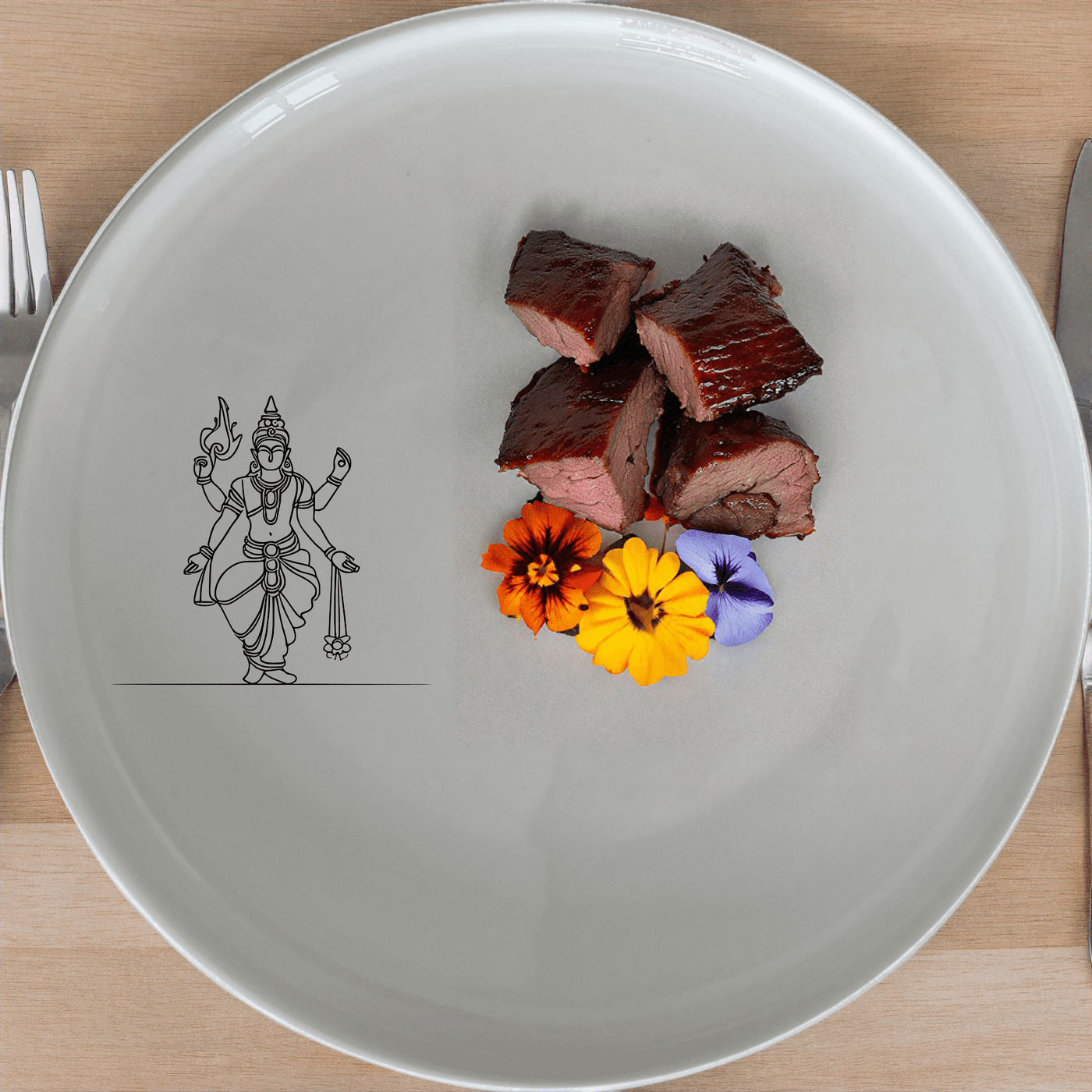 South Indian Cultural Imagery Dinner Plate Set of 4 features traditional artwork for a unique dining experience.