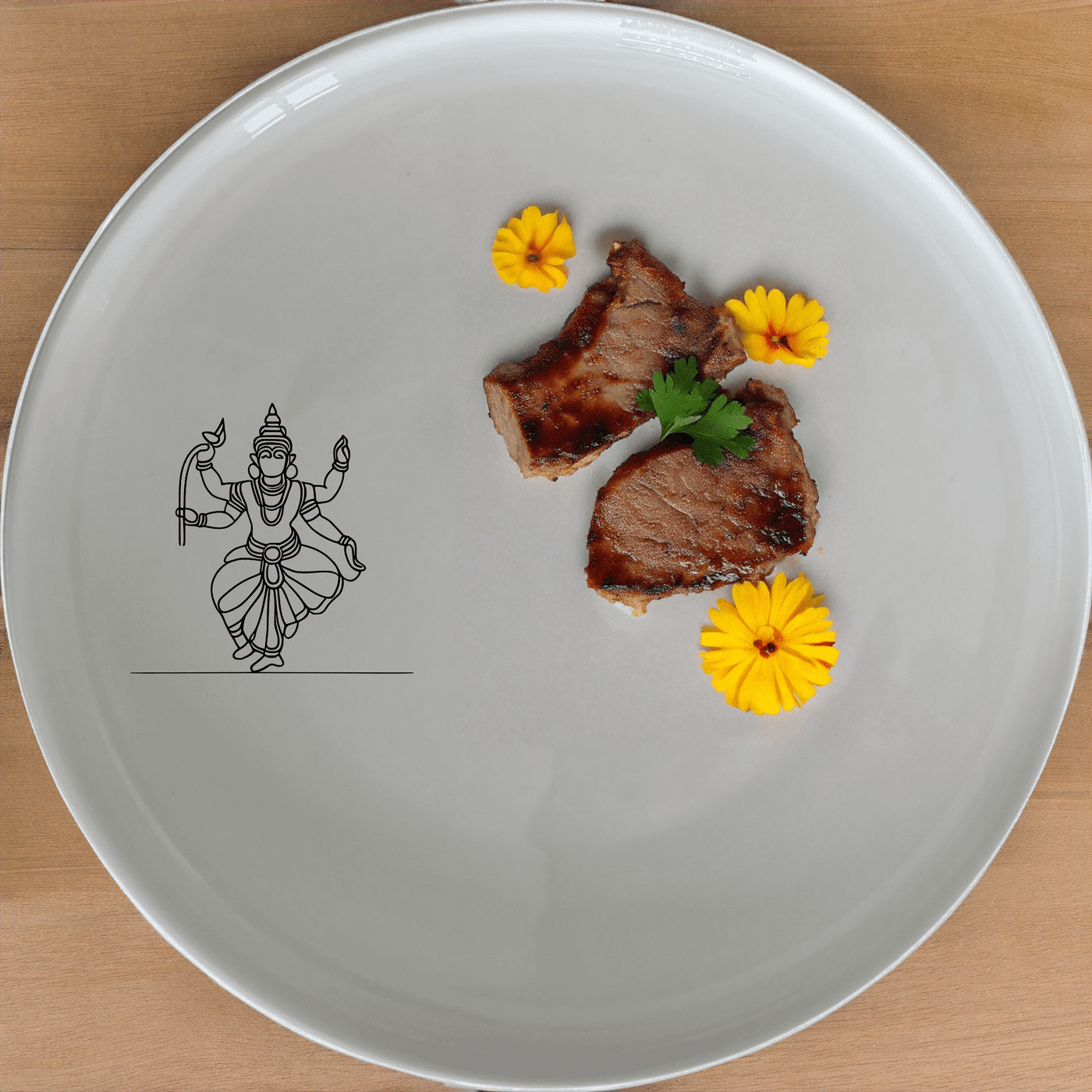 South Indian Cultural Imagery Dinner Plate Set of 4 features intricate traditional artwork for a unique dining experience.