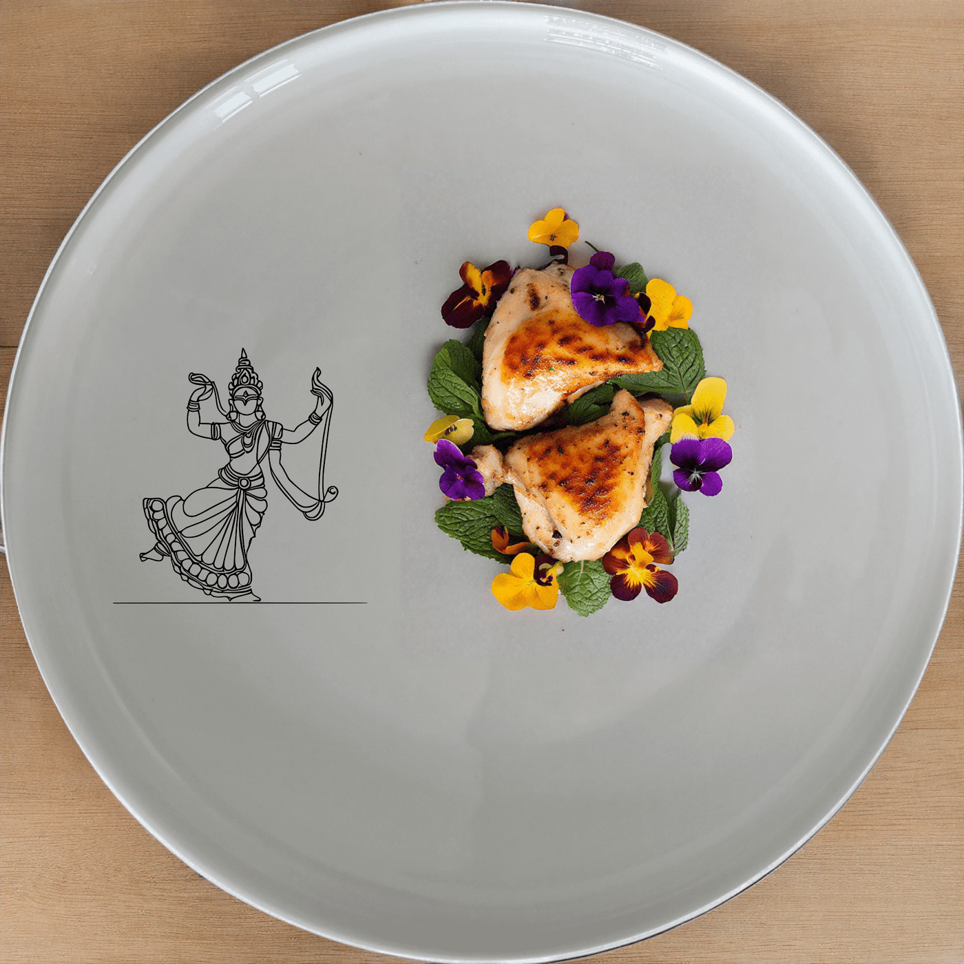 South Indian Cultural Imagery Dinner Plate Set of 4 brings traditional artistry to your dining table with intricate cultural designs.