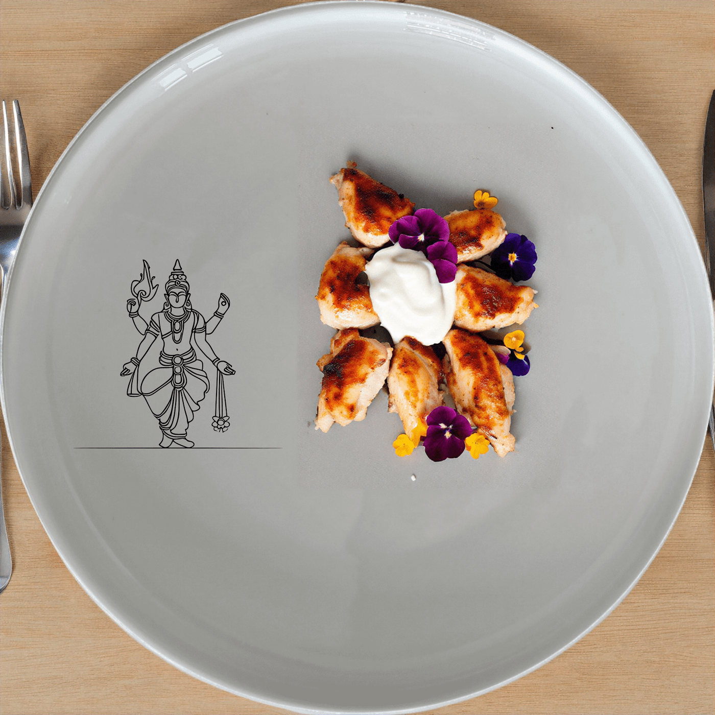 South Indian Cultural Imagery Side Plate Set of 4 features traditional artwork for an authentic dining experience.