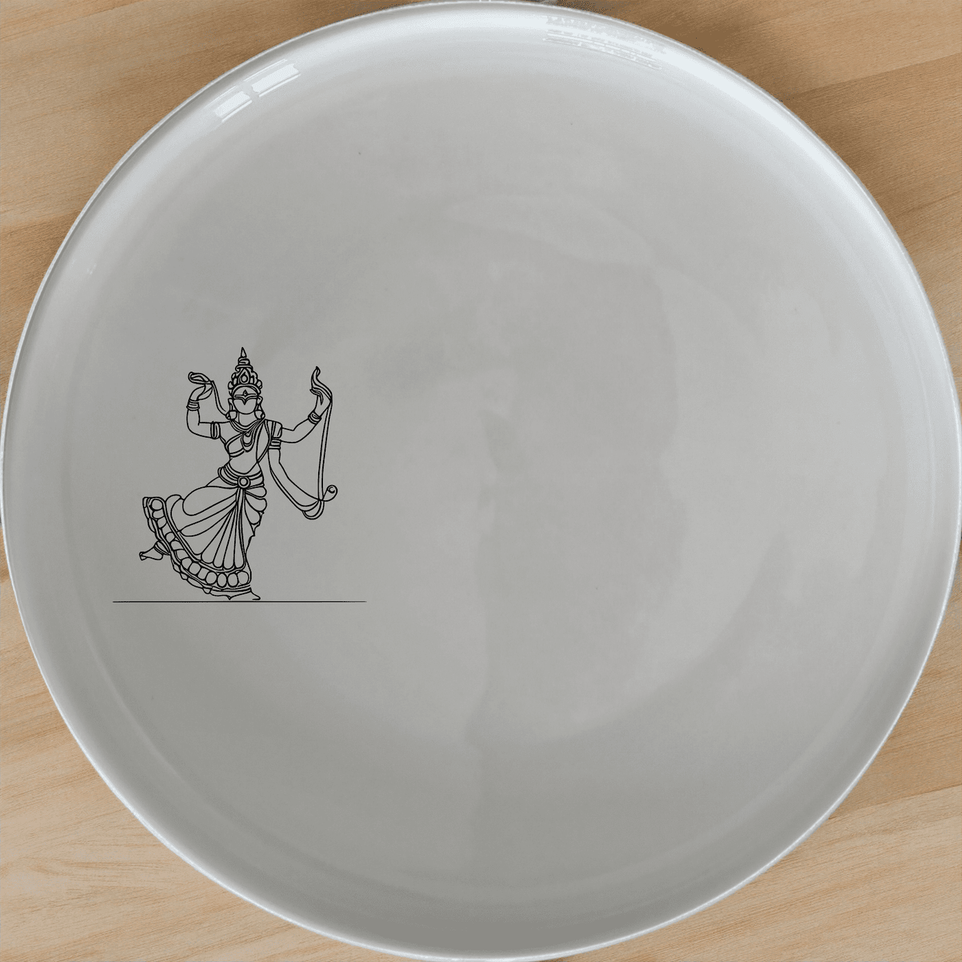 South Indian Cultural Imagery Side Plate Set of 4 features traditional dance art in a sleek, modern design perfect for any dining setting.