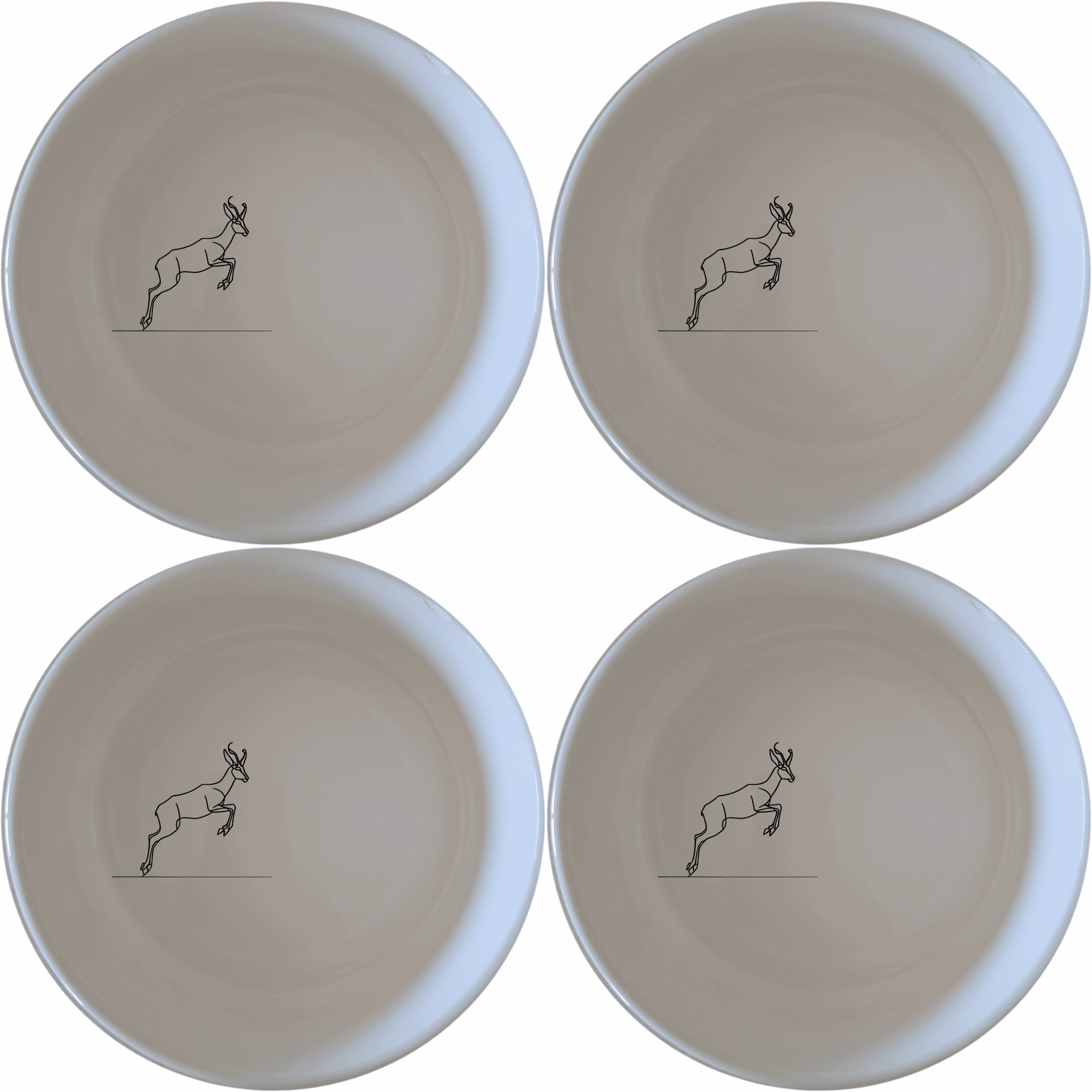 The Springbok Leaping Graceful Silhouette Bowl Set of 4 features a sleek, minimalist design perfect for modern dining.
