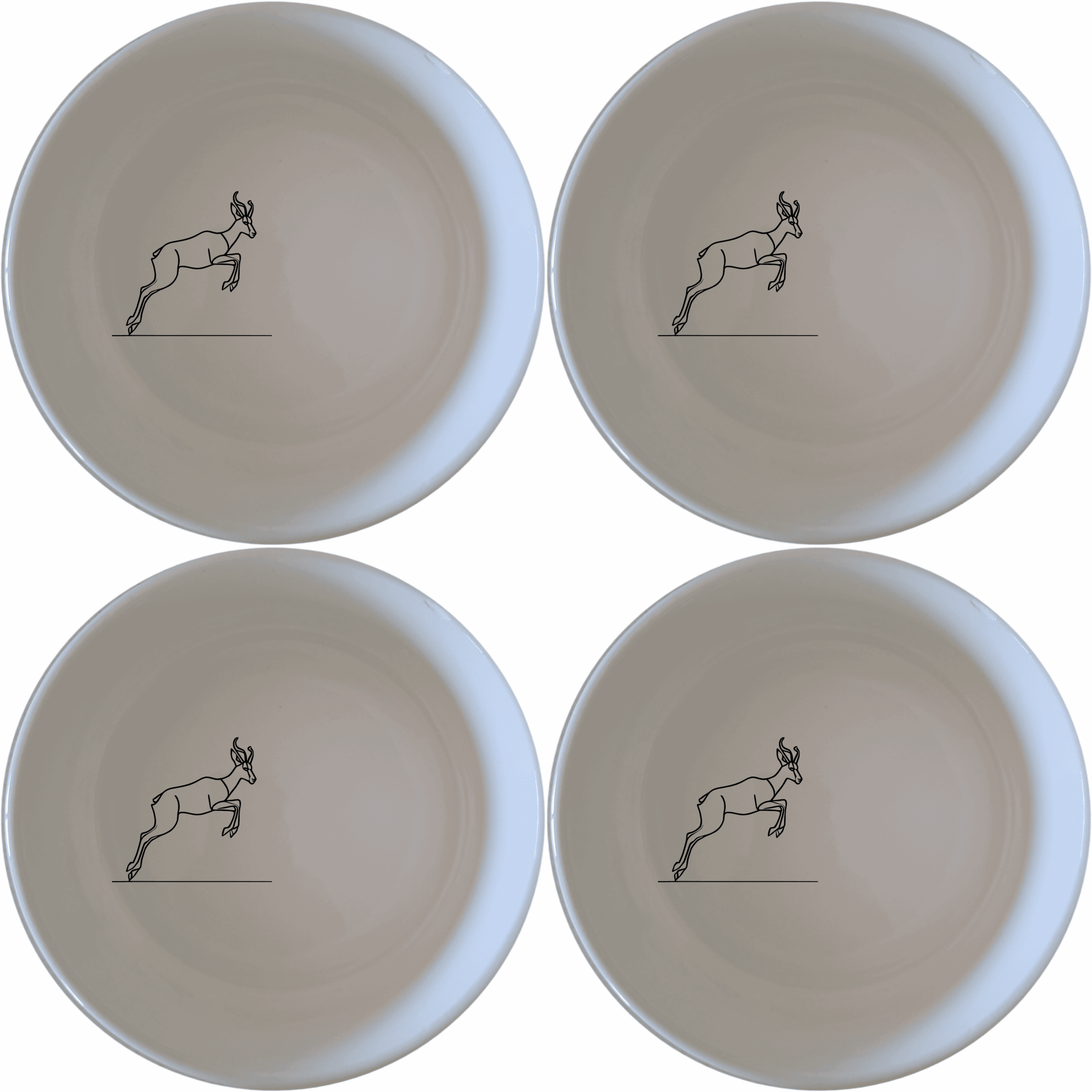 Springbok Leaping Graceful Silhouette Bowl Set of 4 adds a touch of nature to your dining table with its elegant leaping springbok design.