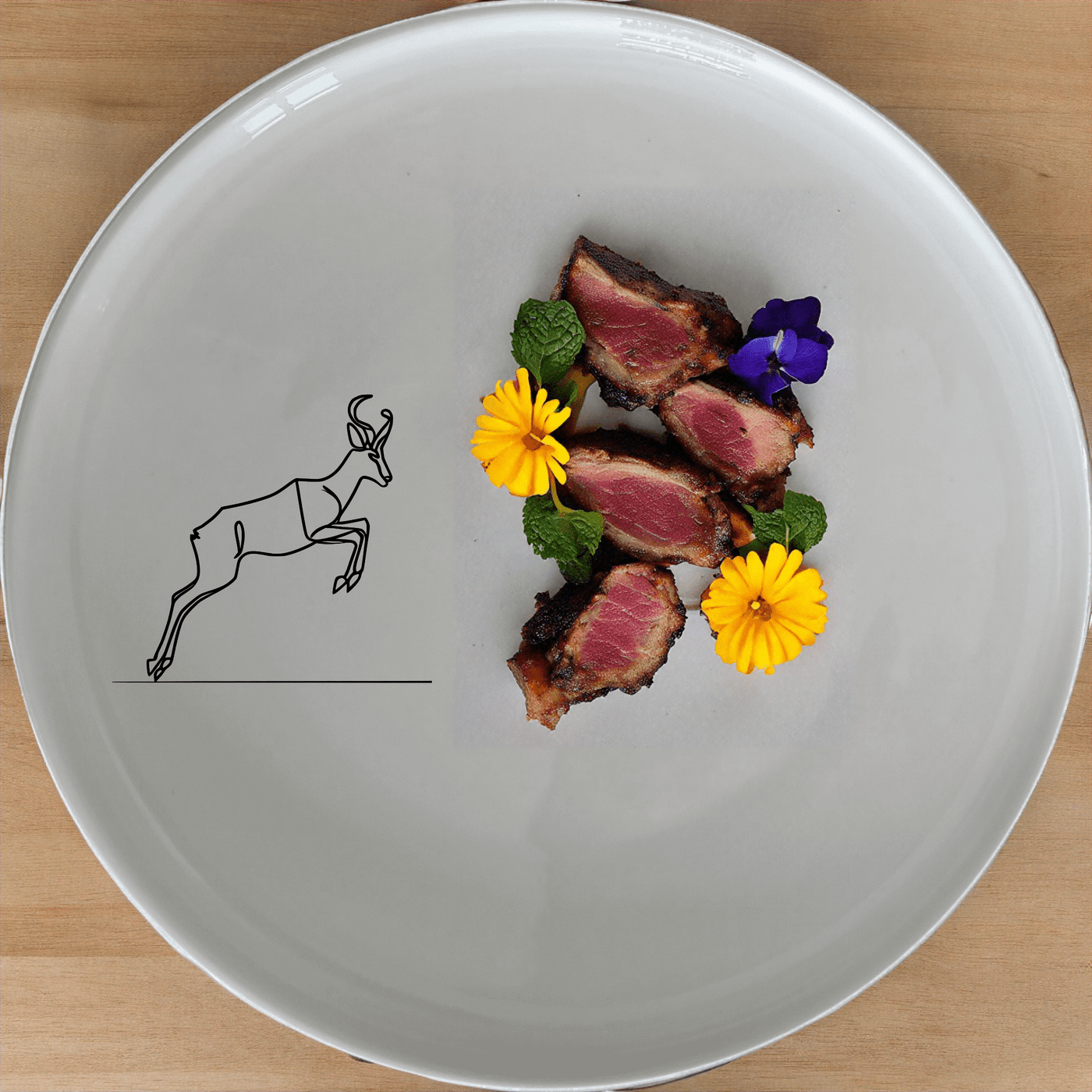 The Springbok Leaping Graceful Silhouette Dinner Plate Set of 4 features a leaping springbok antelope design, perfect for adding a touch of nature to your dining experience.