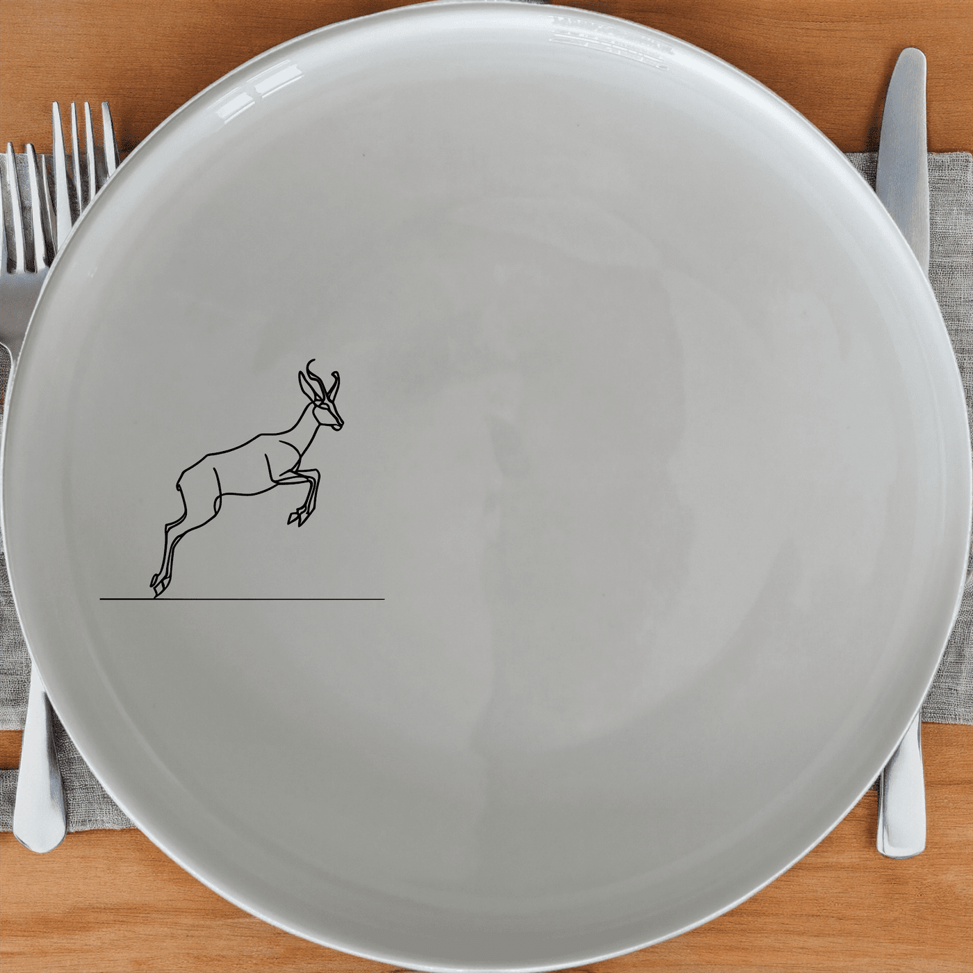 The Springbok Leaping Graceful Silhouette Side Plate Set of 4 features a striking silhouette design, perfect for modern dining settings.