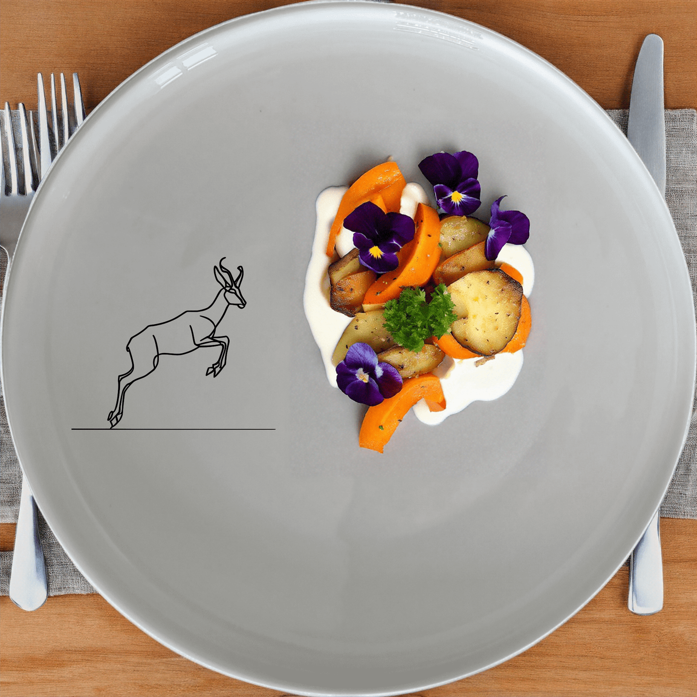 The Springbok Leaping Graceful Silhouette Side Plate Set of 4 features a striking silhouette design, perfect for modern dining settings.