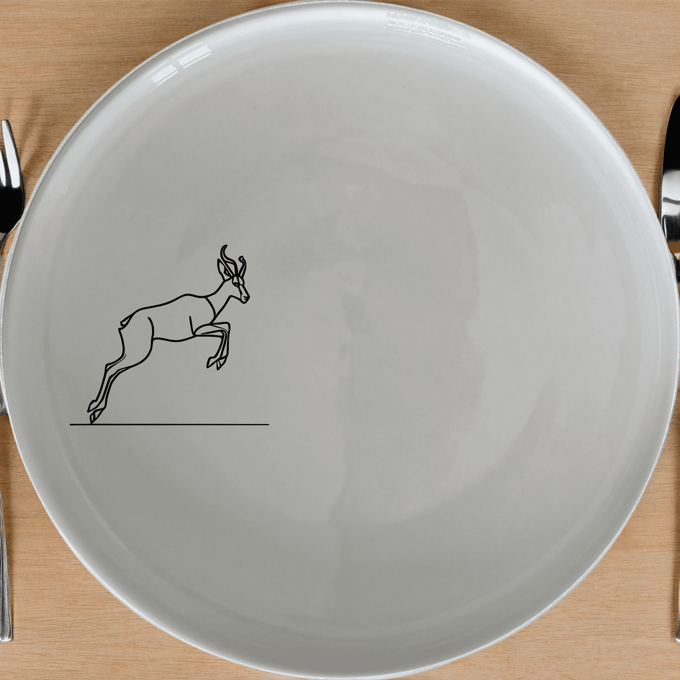 The Springbok Leaping Graceful Silhouette Side Plate Set of 4 features a sleek, modern design perfect for any dining table. Crafted from durable ceramic, these plates are both stylish and practical.