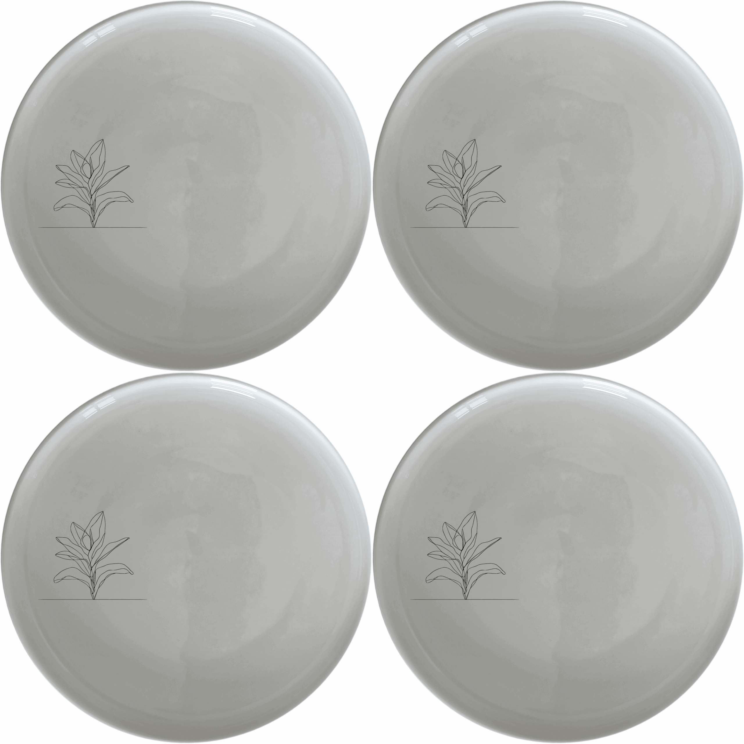 The Stromanthe Triostar Dinner Plate Set of 4 features a sleek, modern design perfect for any dining occasion.