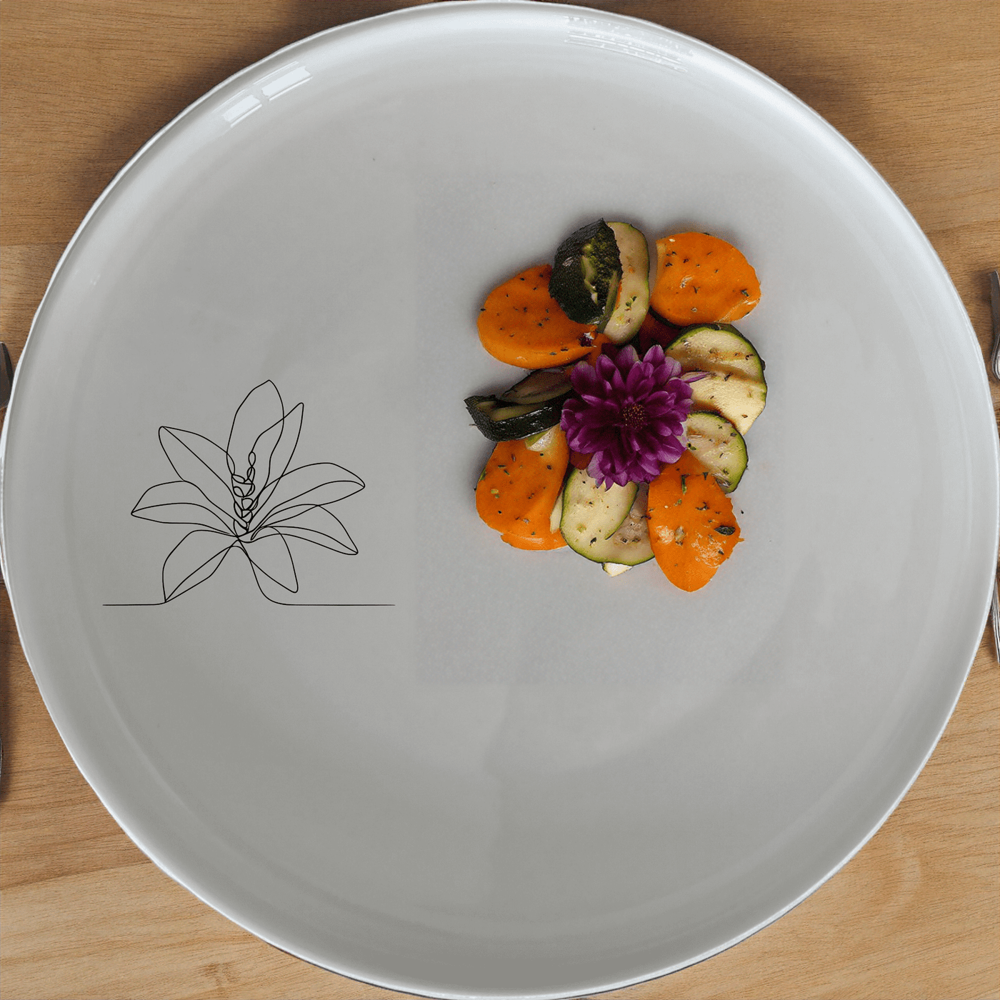 The Stromanthe Triostar Dinner Plate Set of 4 features a minimalist design with a subtle abstract pattern, perfect for modern dining.
