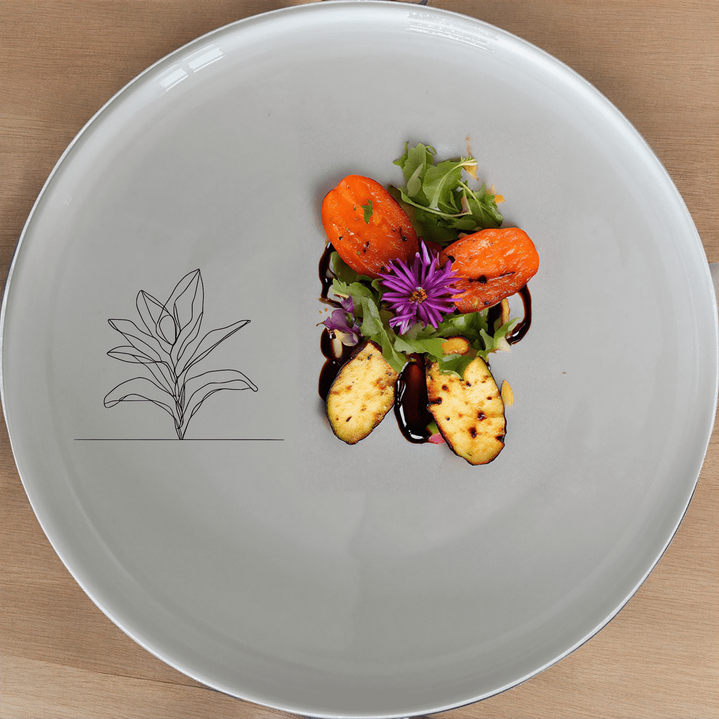 The Stromanthe Triostar Side Plate Set of 4 features a minimalist design with an abstract plant motif, perfect for modern dining settings.