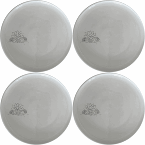 The Succulent Garden Dinner Plate Set of 4 features a modern, minimalist design perfect for any dining occasion.