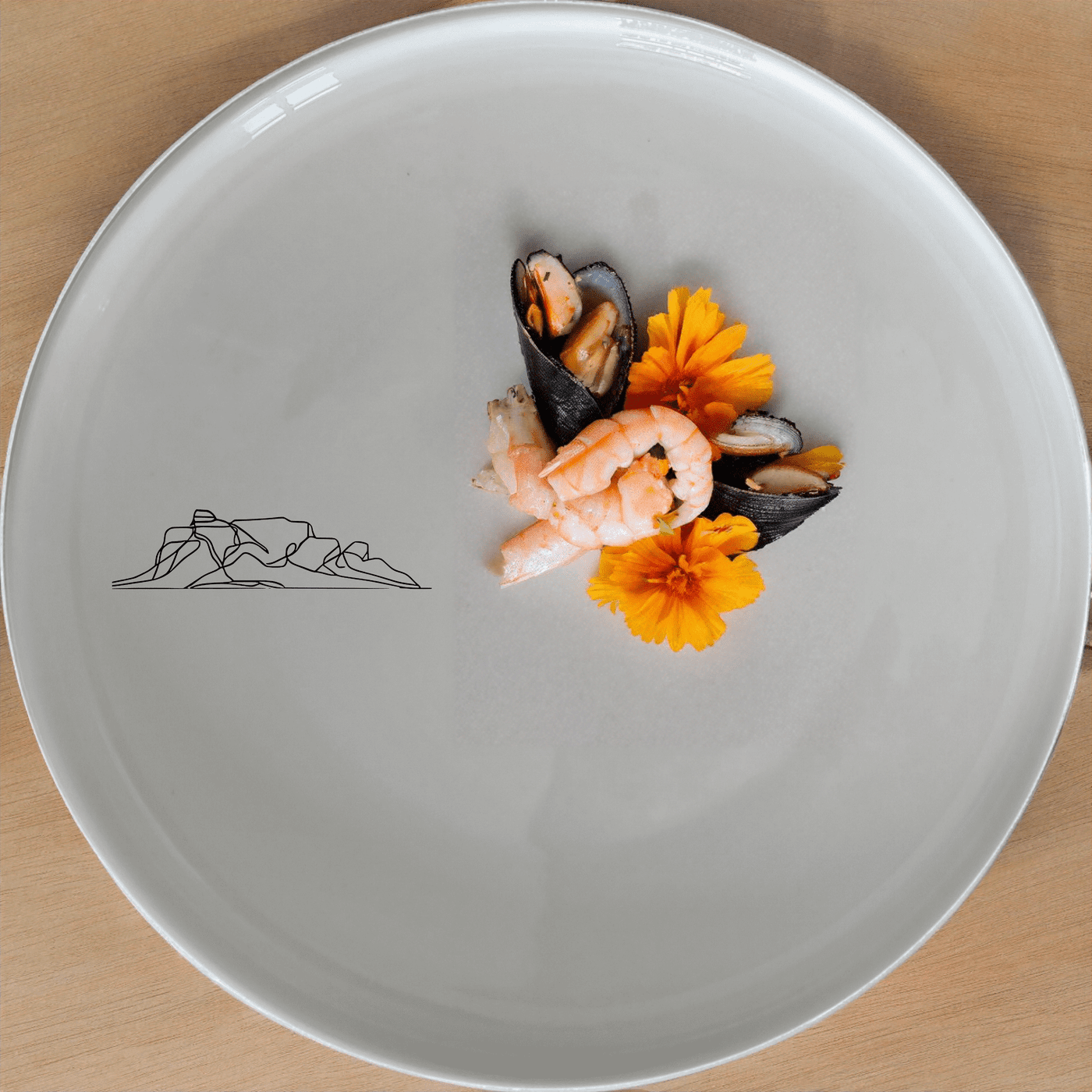 Table Mountain Side Plate Set of 4 is a stunning collection of ceramic plates featuring a minimalist design inspired by the iconic Table Mountain landscape.