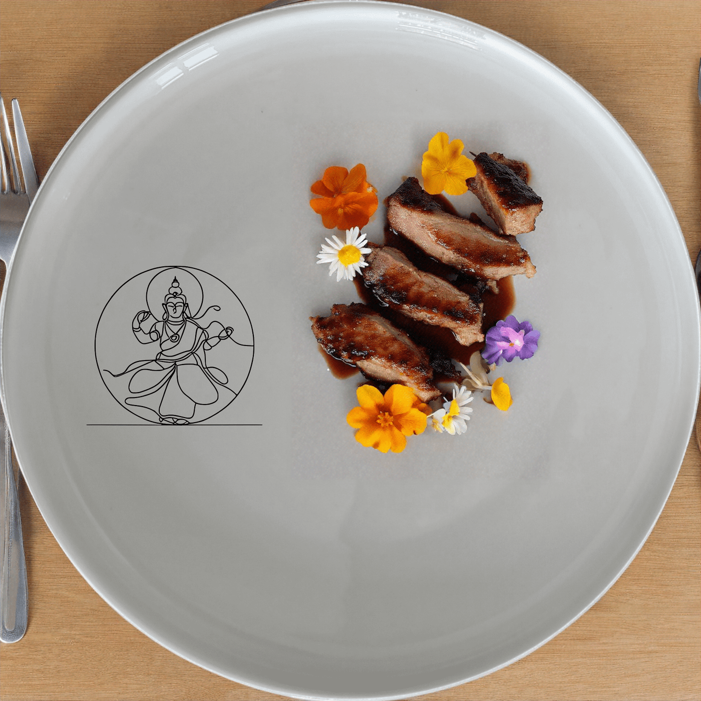 The Tibetan Cultural Imagery Dinner Plate Set of 4 features intricate designs that celebrate rich traditions and artistic heritage.