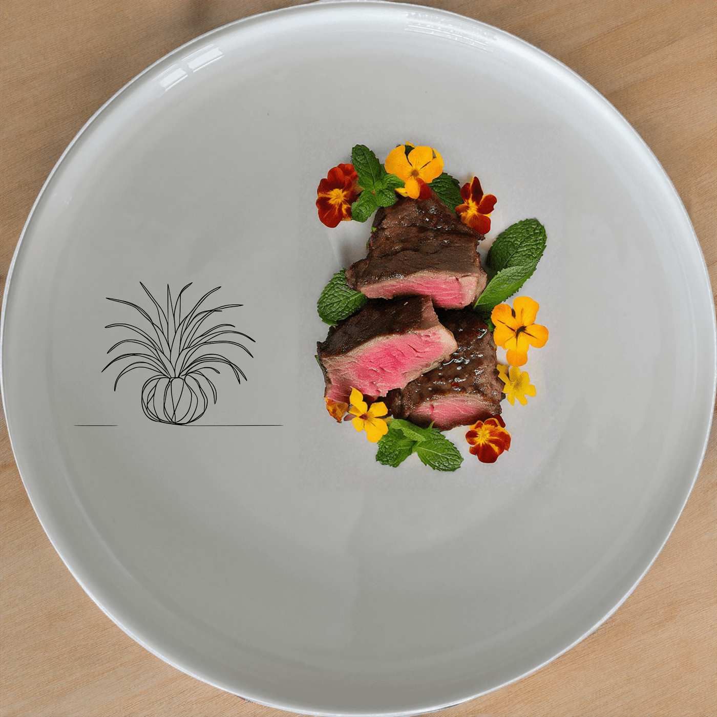 The Tillandsia Air Plants Dinner Plate Set of 4 features a modern, minimalist design perfect for contemporary dining.