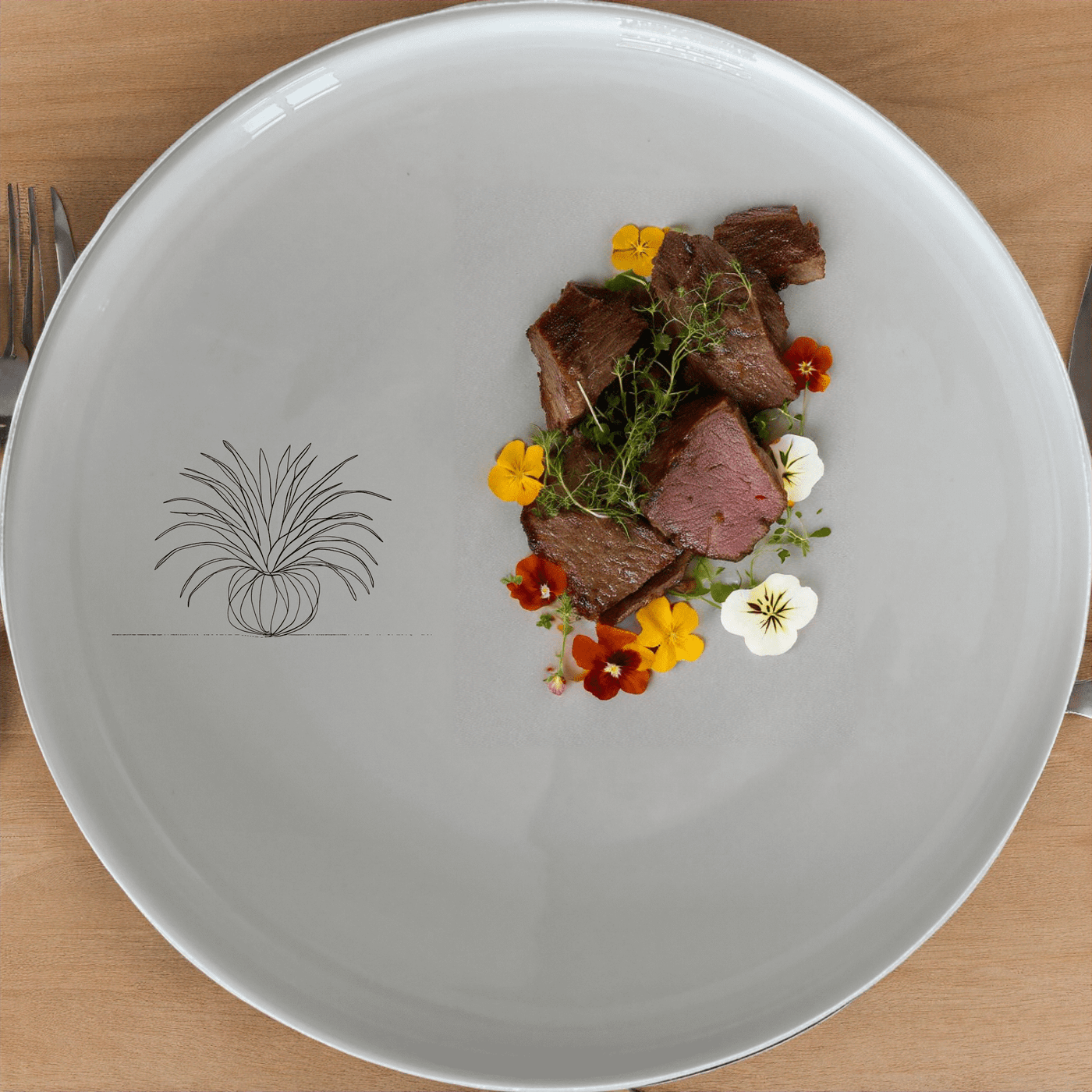 The Tillandsia Air Plants Side Plate Set of 4 features a delicate air plant design, perfect for adding a touch of nature to your dining table.