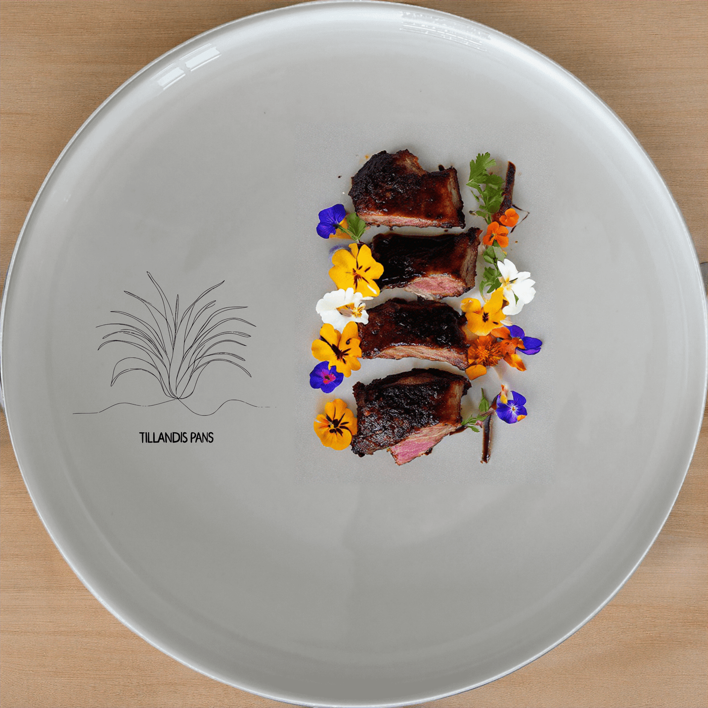 The Tillandsia Air Plants Side Plate Set of 4 adds a touch of nature to your dining table with its elegant design.