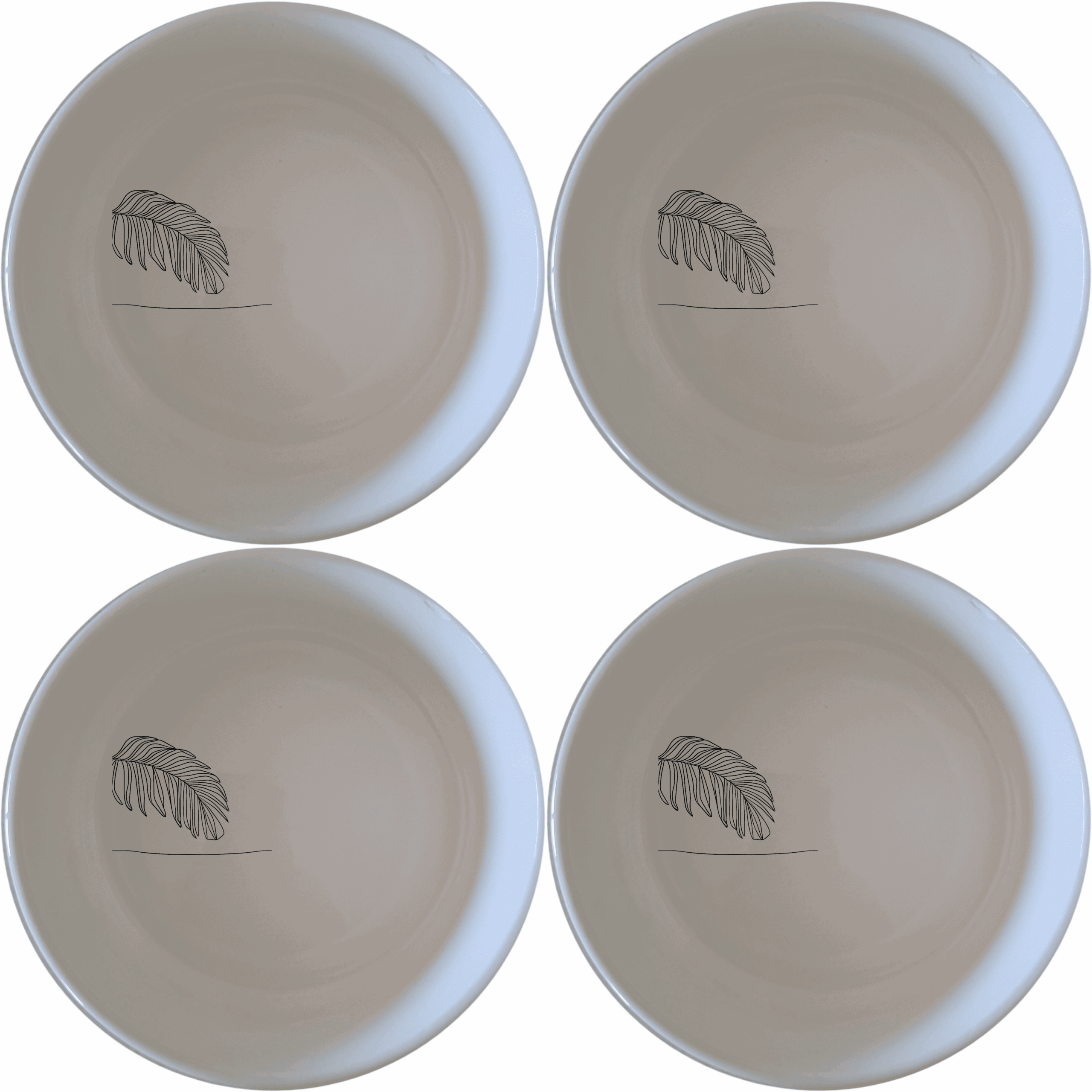 The Tropical Palm Fronds Sunset Bowl Set of 4 adds a touch of nature to your dining experience with its elegant design.