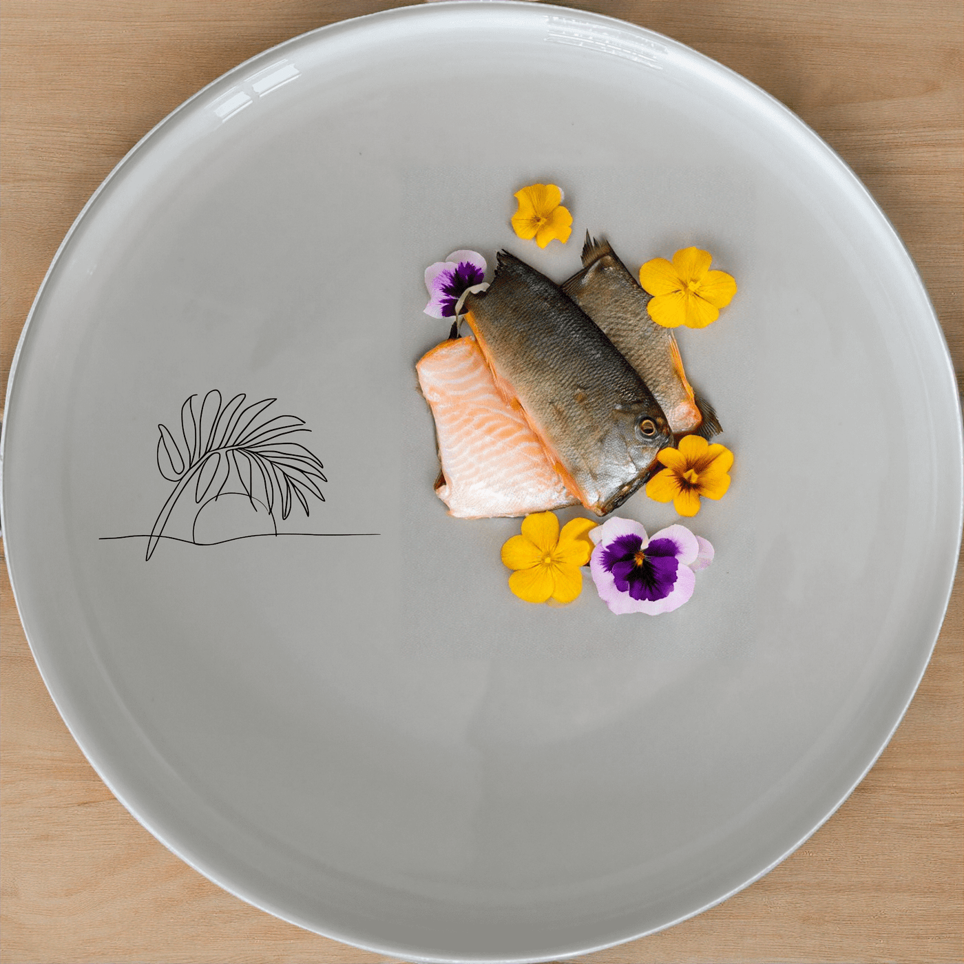 The Tropical Palm Sunset Side Plate Set of 4 brings a serene beach vibe to your dining table with minimalist palm frond designs.