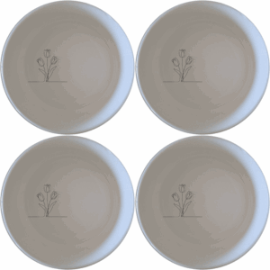 The Tulips Bowl Set of 4 features a minimalist design with elegant tulip illustrations, perfect for everyday use or special occasions.