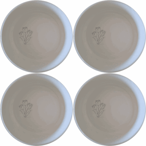 The Tulips Panda Flat Bowl Set of 4 features a delicate line art design of tulips, perfect for everyday use or special occasions.