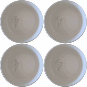 The Tulips Bowl Set of 4 features delicate laser-etched designs on white ceramic, perfect for everyday use or special occasions.