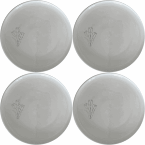 The Tulips Side Plate Set of 4 features a delicate laser-etched design on white ceramic, perfect for everyday use or special occasions.
