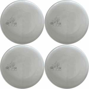 The Warm Terracotta Pots Leafy Plants Dinner Plate Set of 4 features minimalist plant illustrations, perfect for modern dining and everyday use.