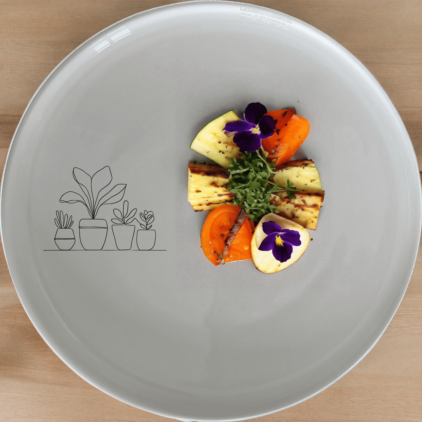 The Warm Terracotta Pots Leafy Plants Dinner Plate Set of 4 adds a touch of nature to your dining experience with its elegant design.