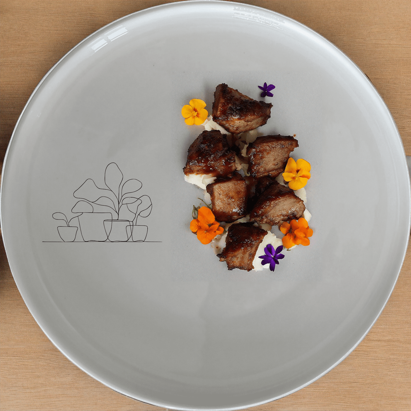 The Warm Terracotta Pots Leafy Plants Side Plate Set of 4 adds a touch of nature to your dining table with its minimalist design.