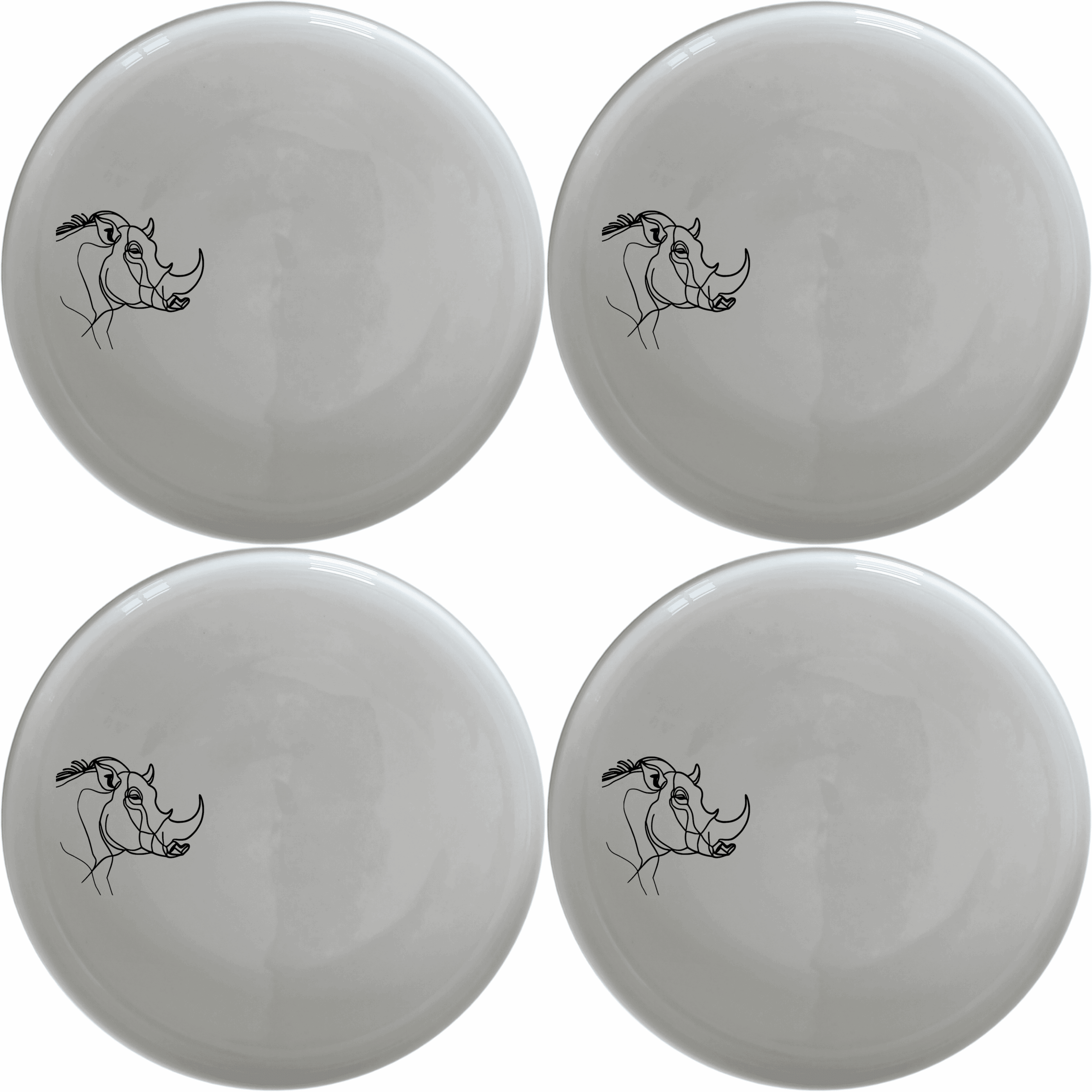The Warthog Portrait Dinner Plate Set of 4 features a striking silhouette design, perfect for modern dining and everyday use.