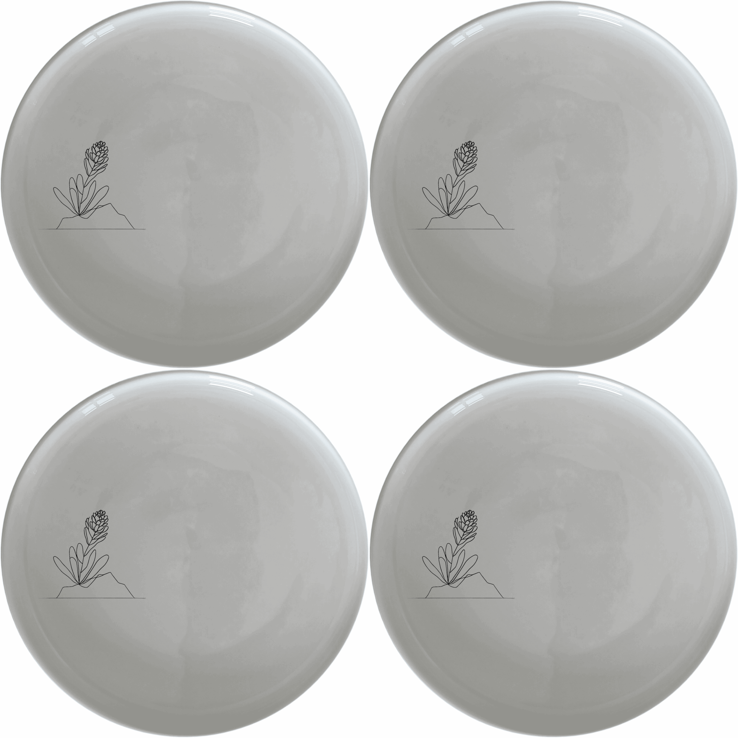 The Western Cape Fynbos Dinner Plate Set of 4 features minimalist botanical designs, perfect for modern dining and everyday use.